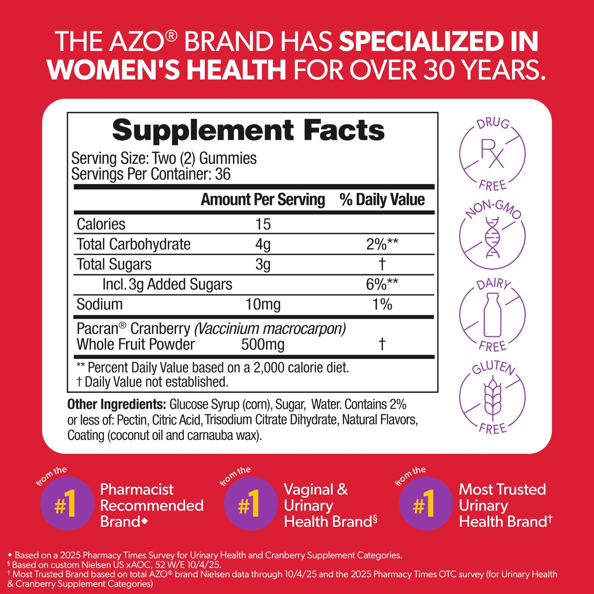 AZO Cranberry Urinary Tract Health Gummies Dietary Supplement, 2 Gummies = 1 Glass of Cranberry Juice, Helps Cleanse & Protect AZO buy supplements canada