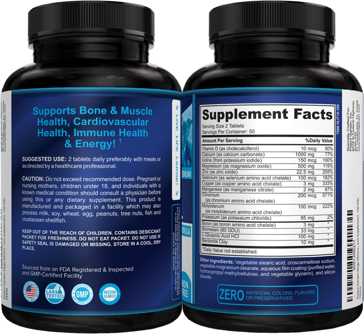Potent Garden Mega Mineral Supplement Complete Mineral Complex with Calcium Magnesium Zinc Potassium Boron Selenium Chromium & 72 Trace Potent Garden buy supplements canada