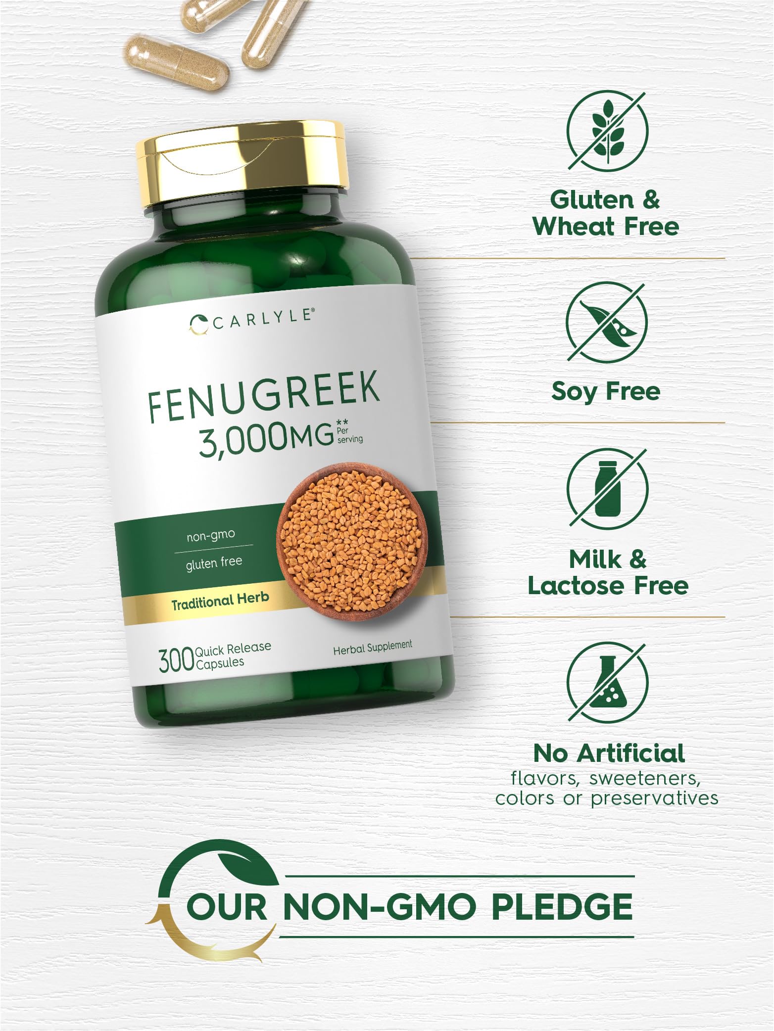 Carlyle Fenugreek Capsules 3000 mg | 300 Count | Non-GMO & Gluten Free Extract Carlyle buy supplements canada