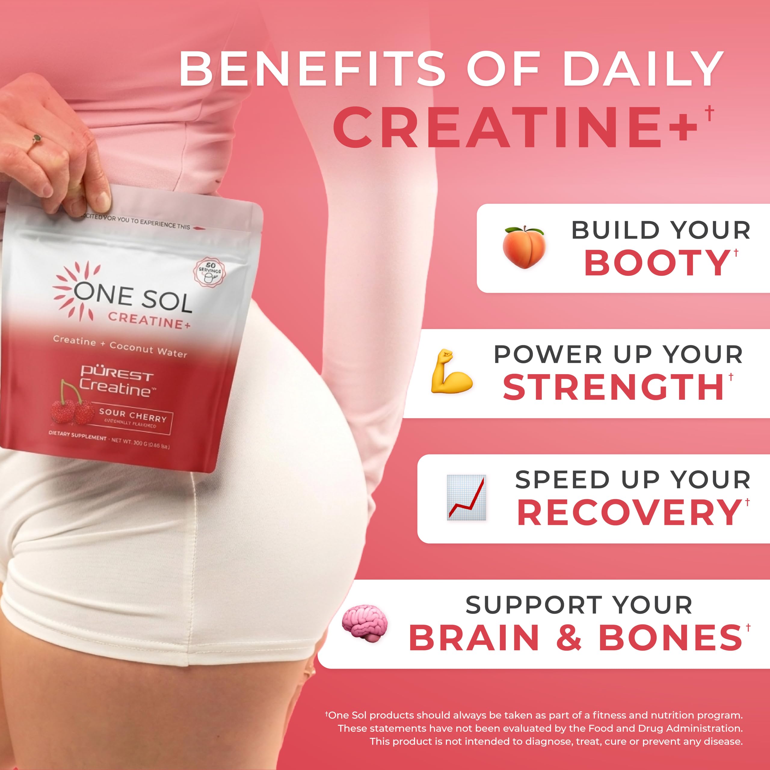 One Sol Creatine for Women, All Natural Women's Creatine Powder w Pure Creatine & Coconut Water, Increase Lean Muscle Mass, Reduce Recovery Time, Promote Brain & Bone Health (Sour Cherry, 60 Servings) One Sol buy supplements canada