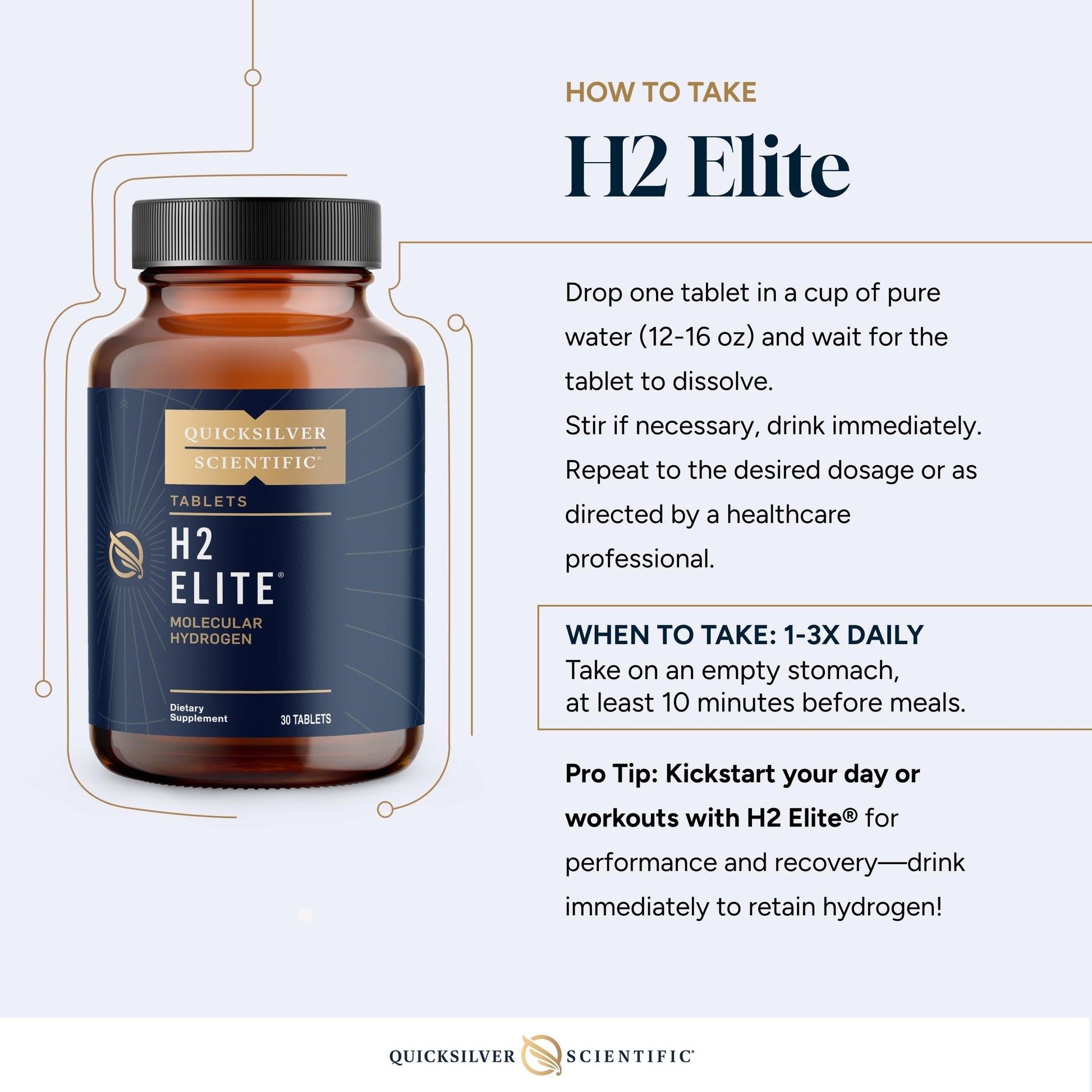 Quicksilver Scientific H2 Elite - Molecular Hydrogen for Energy + Metabolism Support, Water Tablets Perfect for Open Containers - Magnesium Malate Drink Additive (30 Molecular Hydrogen Tablets) Quicksilver Scientific buy supplements canada