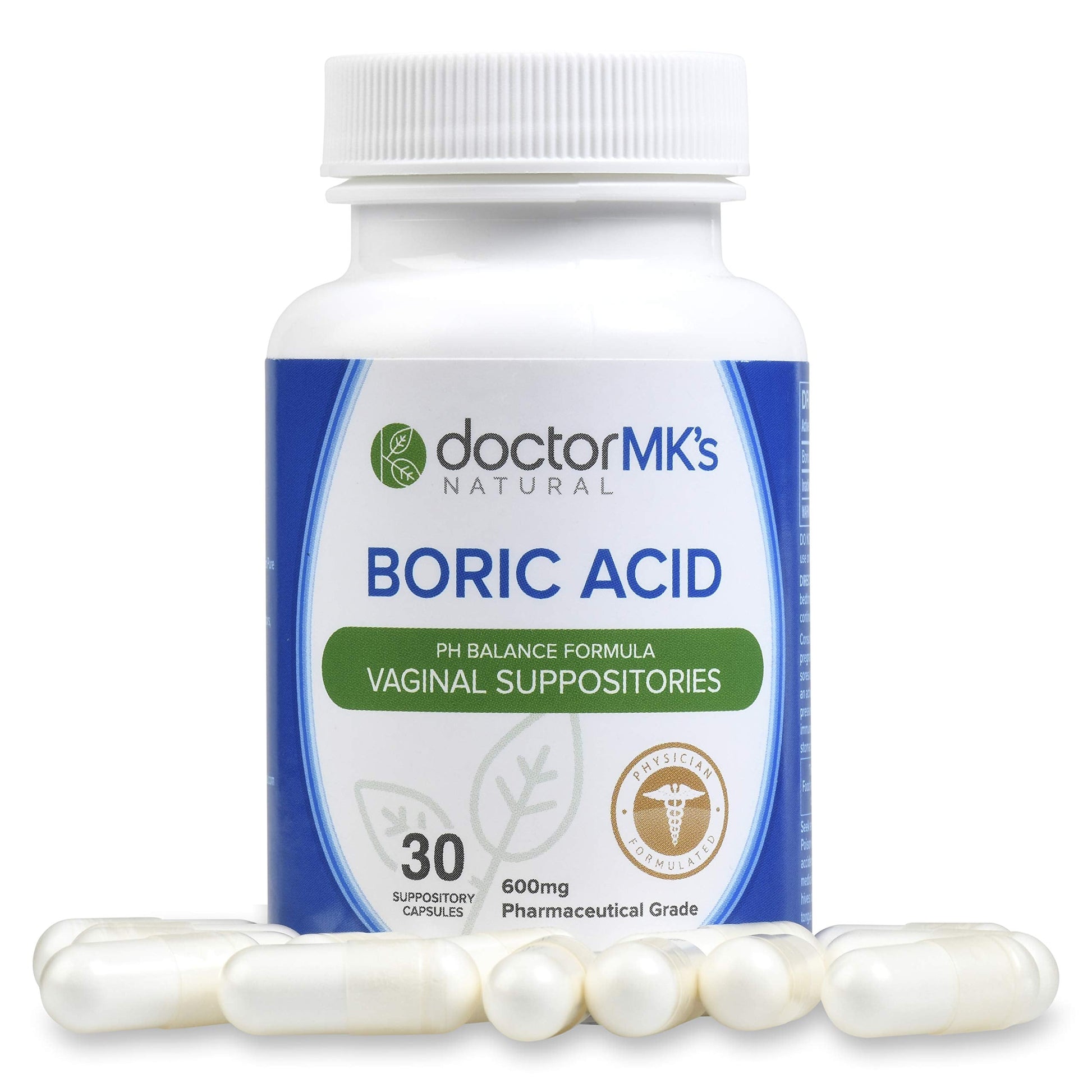 doctor MK's NATURAL Boric Acid Suppositories (600mg) for Healthy Feminine pH Support doctor MK's NATURAL buy supplements canada