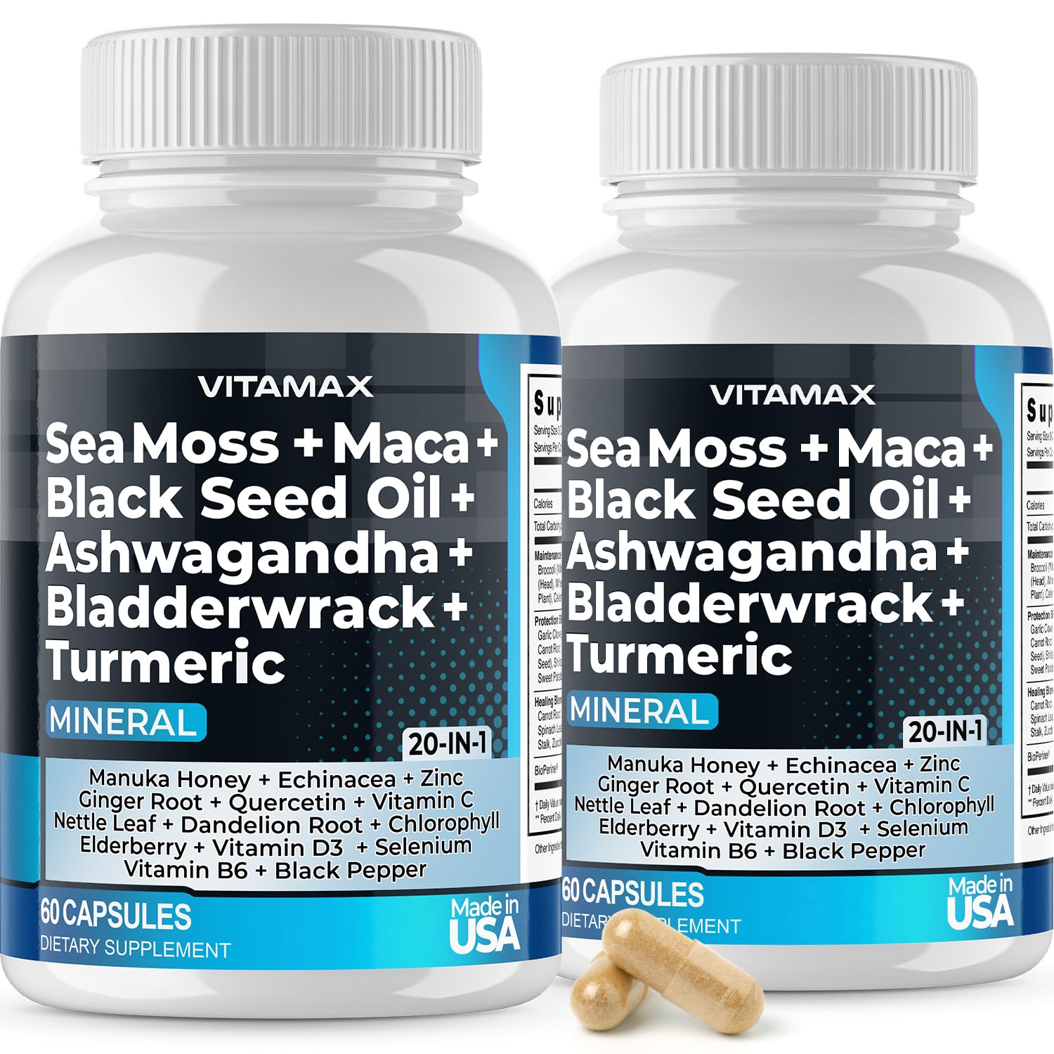 Sea Moss 3000mg Maca 1000mg Black Seed Oil 2000mg Ashwagandha 1000mg Bladderw Vitamax buy supplements canada