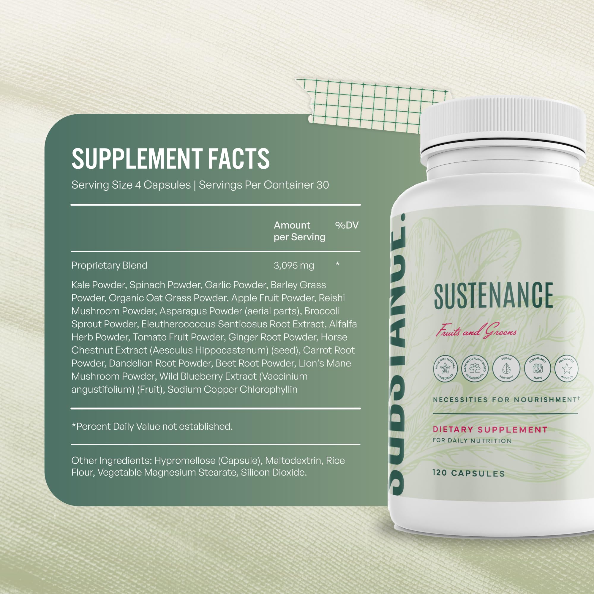 SUBSTANCE. - Nature's Sustenance Daily Greens, Daily Fruit and Veggies Supplement - Enhance Energy, Mental Clarity - Fruits and Vegetables Supplements - US Made, Vegan-Friendly - 30 Servings. SUBSTANCE. buy supplements canada