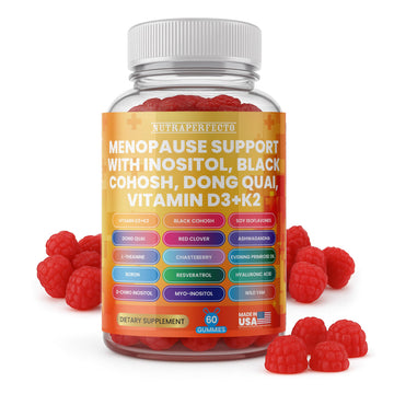 Sugar Free Menopause Support Gummies for Women D-Chiro Myo Inositol Black Cohosh Dong Quai Vitamin D3 K2 - Hormone Balance, PMS, Hot Flash & Night Sweat Relief Perimenopause Water Retention Debloating NutraPerfecto buy supplements canada