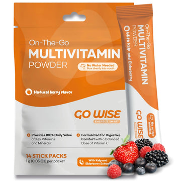 Go Wise On The Go Multivitamin Powder, 14 Vegan Daily Vitamin Packets for Men & Women, Natural Berry Flavor Go Wise buy supplements canada