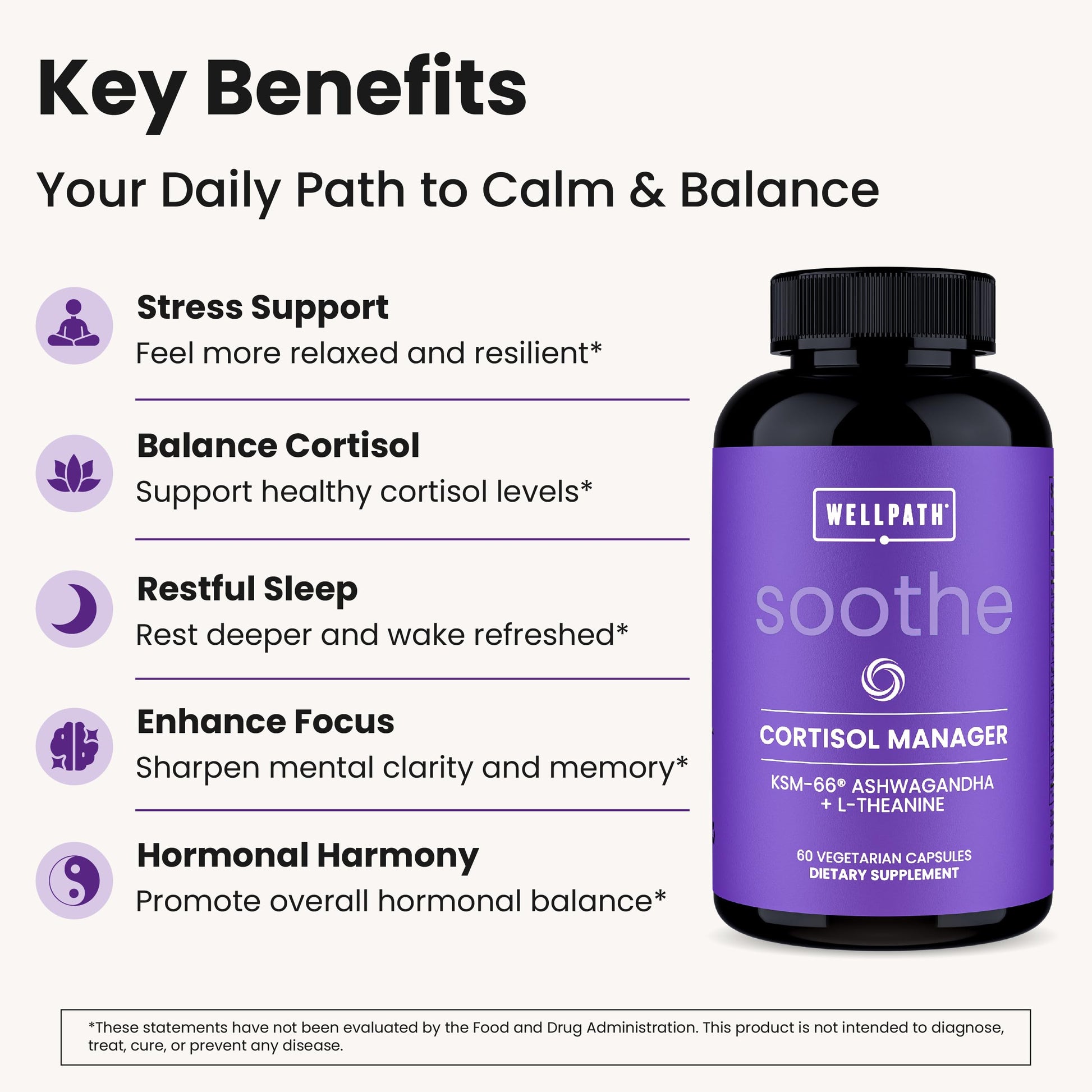WellPath Soothe Cortisol Manager - Cortisol Supplements for Women with KSM-66® Ashwagandha & L-Theanine - Stress Support, Detox - 11-in-1 Complex, Vegan, Made in USA, Non-GMO, 60 Ct WellPath buy supplements canada