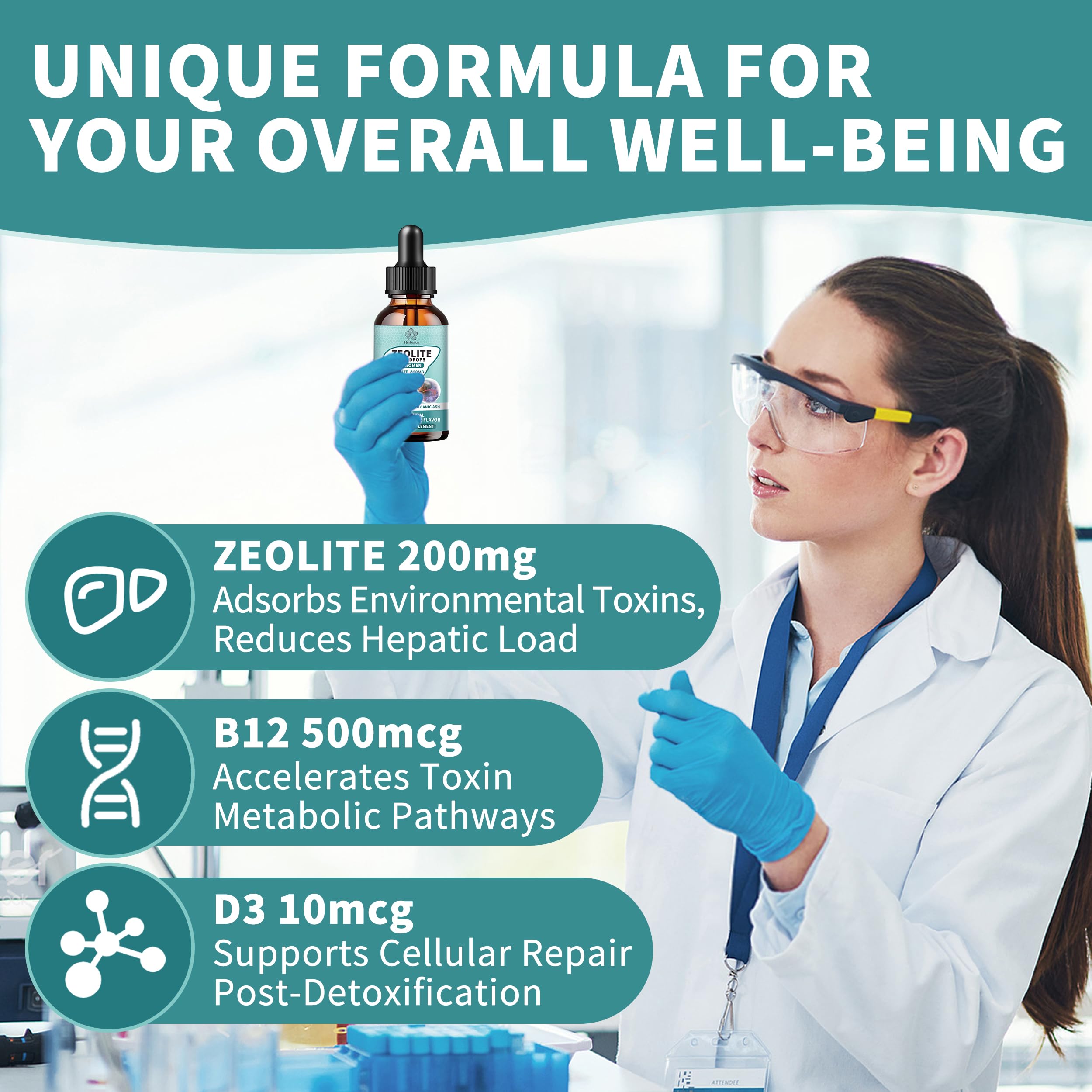 Zeolite Drops for Women,Adults and Kids- Clinoptilolite Zeolite Liquid Drops with Vitamin B12 & D3 - Heavy Metal Support, Immune Health, Natural Metabolism, Energy & Clear Skin - 30 Day Vegan Supply Herbance buy supplements canada