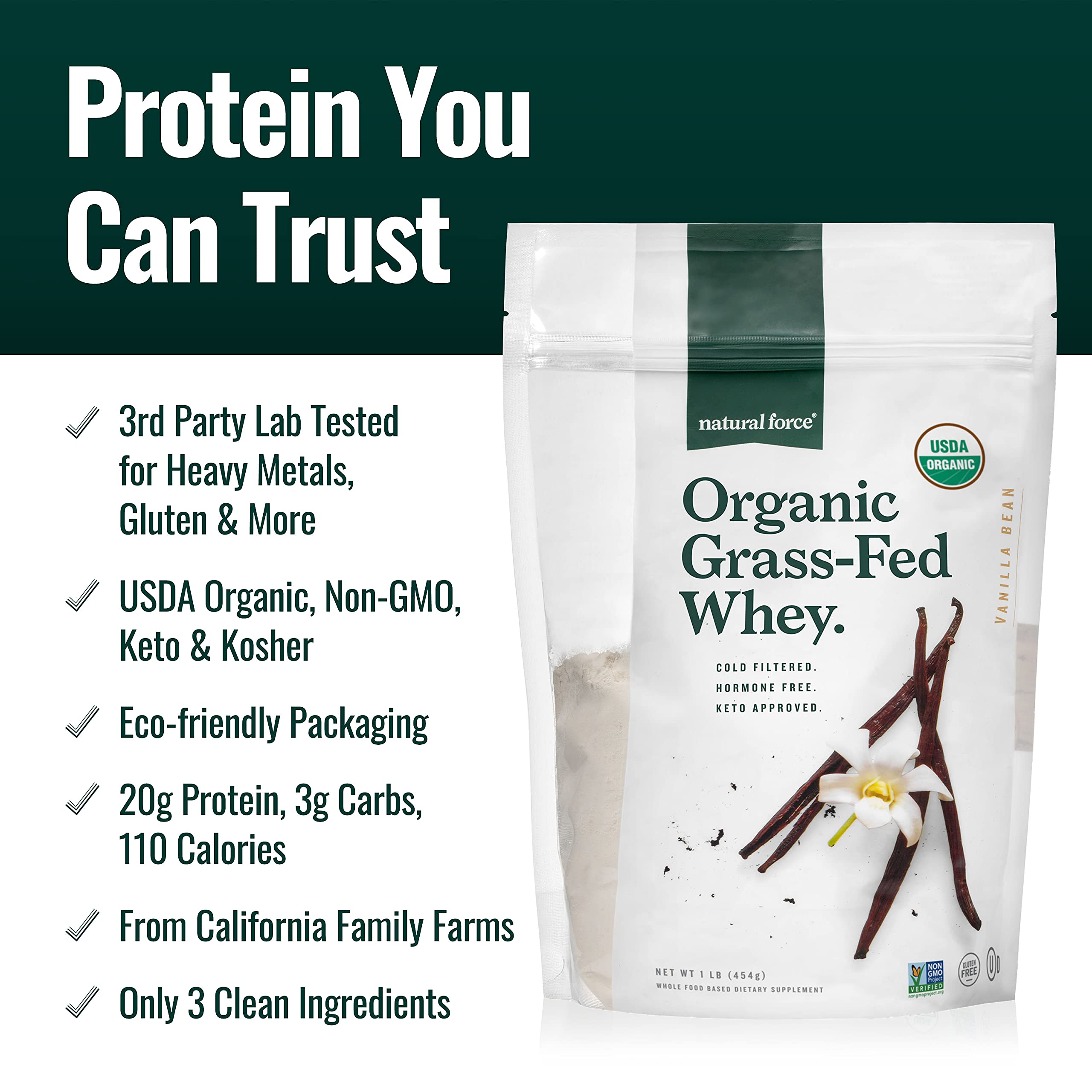 Natural Force Grass Fed Organic Whey Protein Powder – Non GMO Verified, Humane Natural Force buy supplements canada