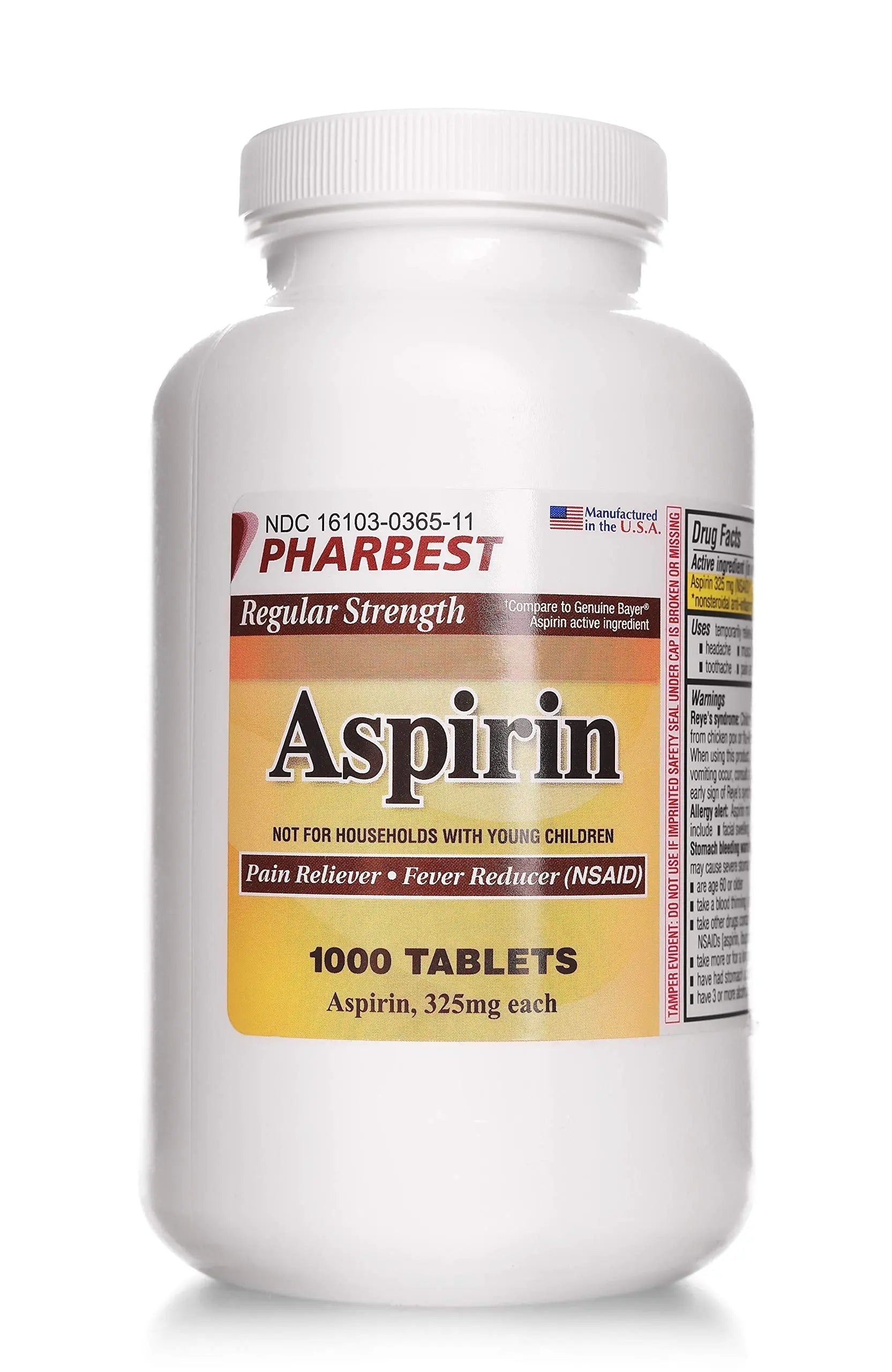 PHARBEST Aspirin 325 mg | Regular Strength | 1000 Count Uncoated Tablets PHARBEST buy supplements canada