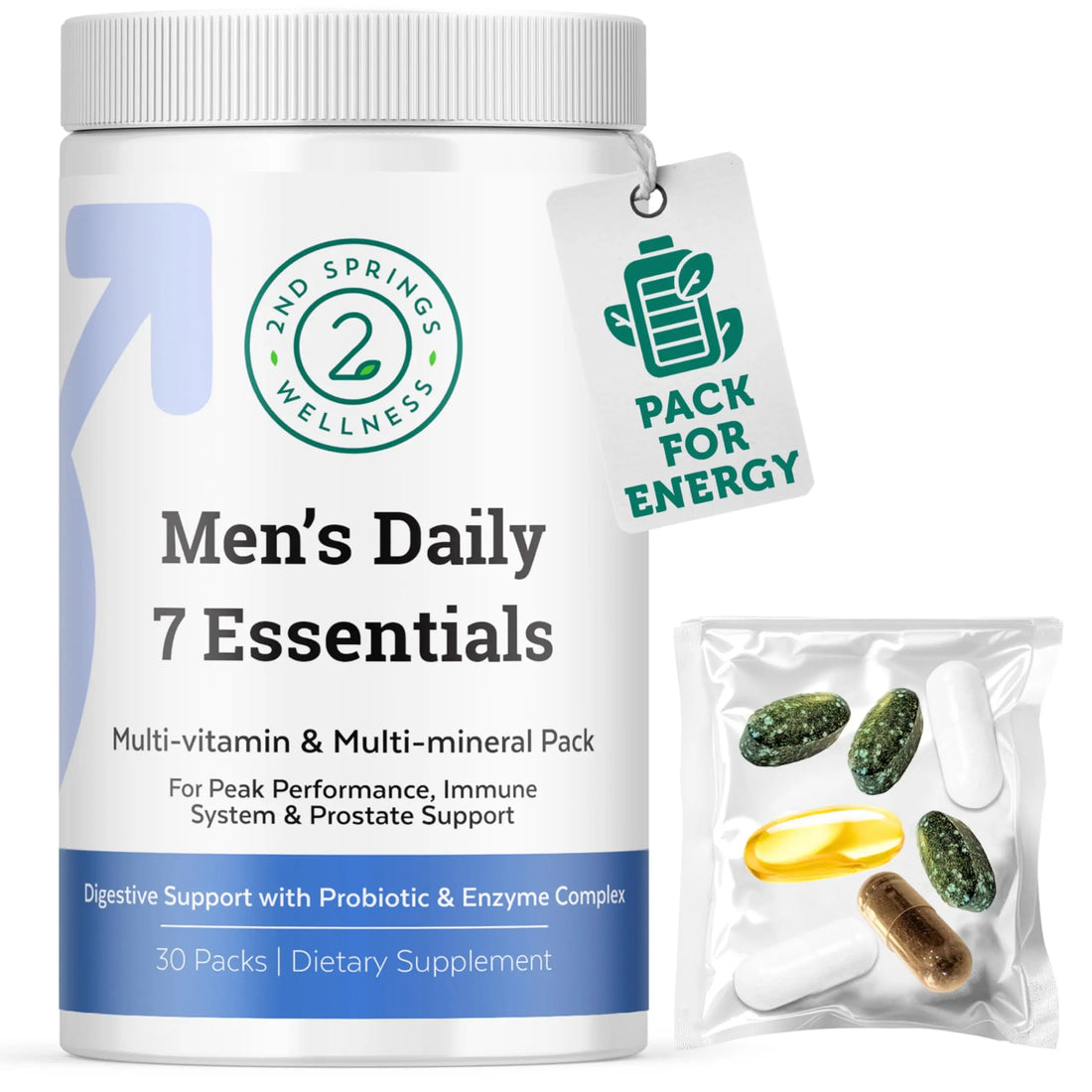 2nd Springs Daily 7 Essentials Men's Vitamin Pack - 7 Pack Adult Male Multivitamin & Multimineral Pack for Energy, Metabolism, Immune System Support 2nd Springs buy supplements canada