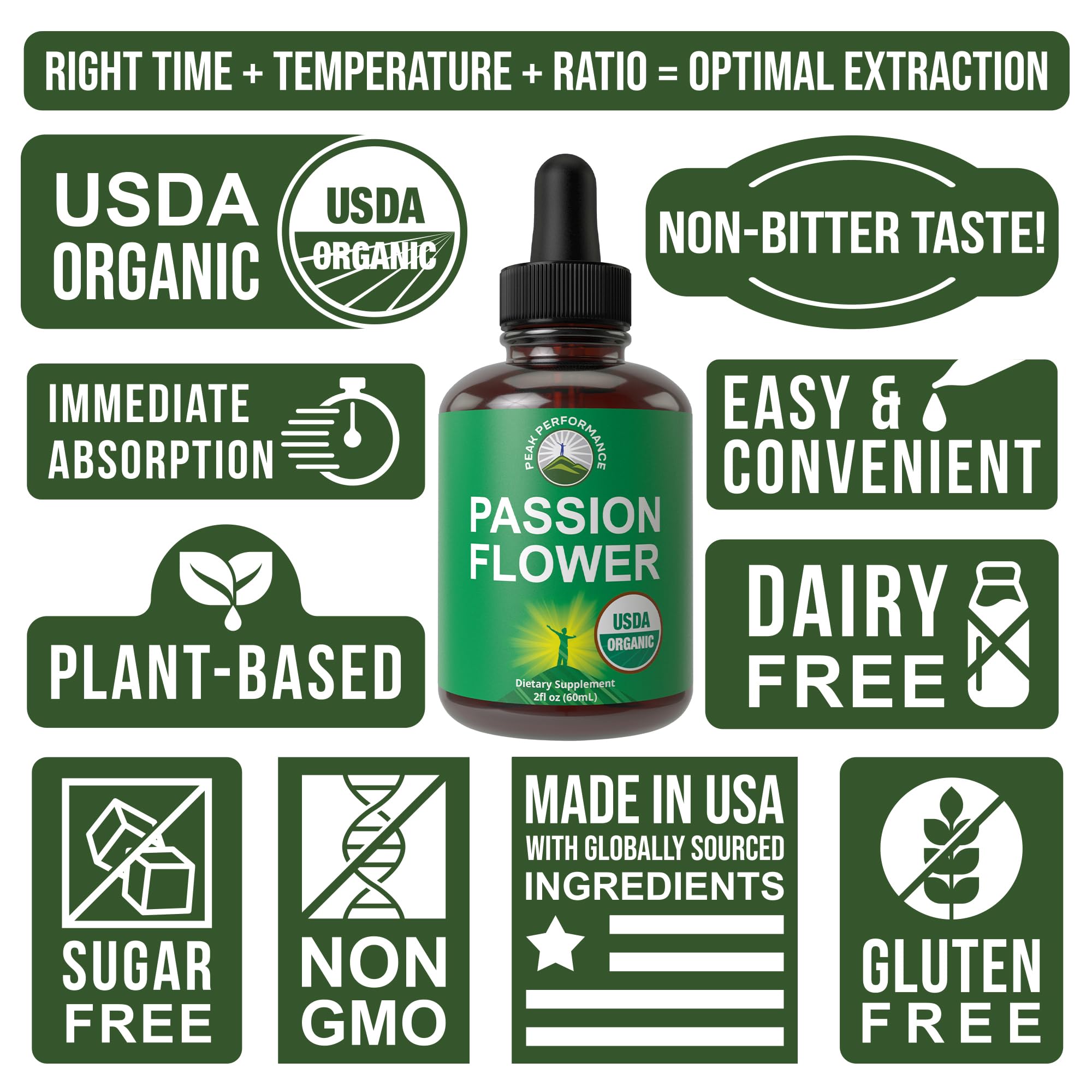 USDA Organic Passion Flower Extract Vegan Liquid Drops with High Bioavailability for Women and Men. Organic Passionflower Supplement with Zero Sugar and Gluten Free. for Calm, Relaxation Support. Peak Performance buy supplements canada