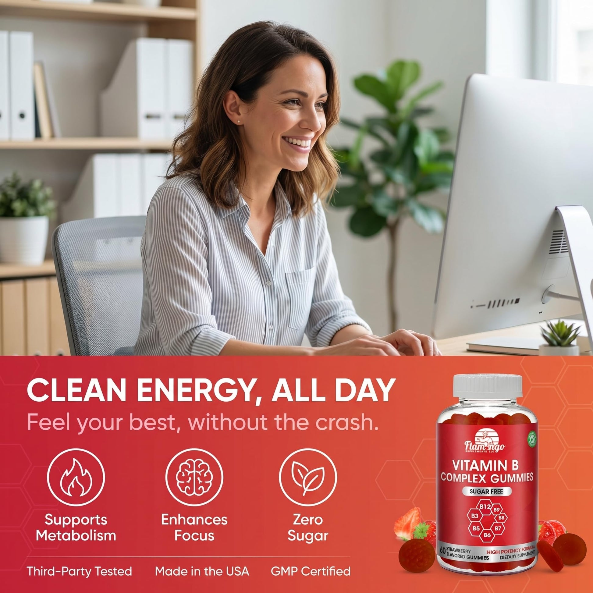 Sugar Free Vitamin B Complex Gummies - Vitamin B12, B7, B6, B3 (Niacin), B5, B8, B9 (Folate)- Third Party Tested- Prenatal, Vegan Diet, Older Adults Flamingo Supplements buy supplements canada