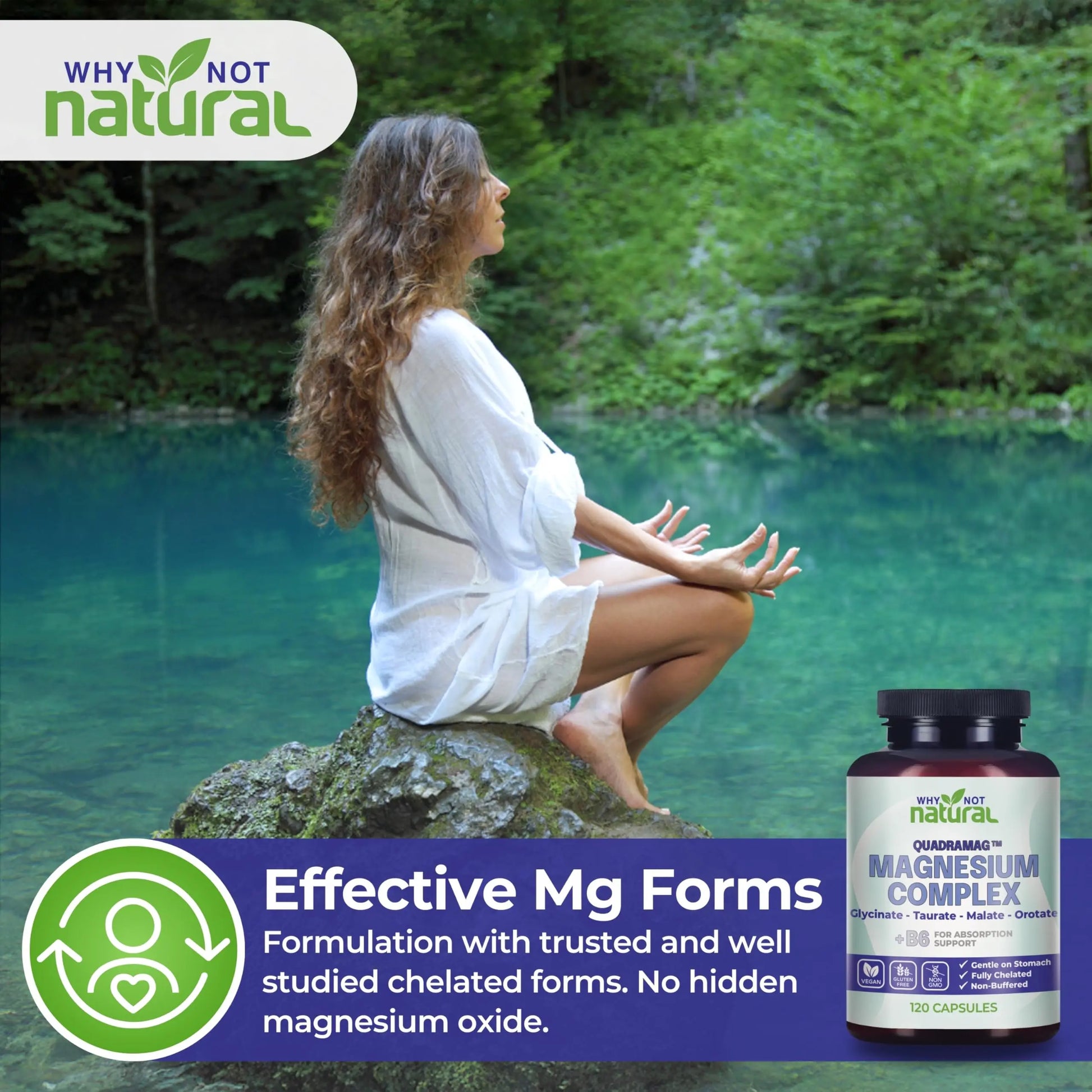 4-in-1 Magnesium Complex Supplement - Glycinate, Taurate, Malate, Orotate Blend - 300 mg per Serving, 120 Capsules Why Not Natural buy supplements canada