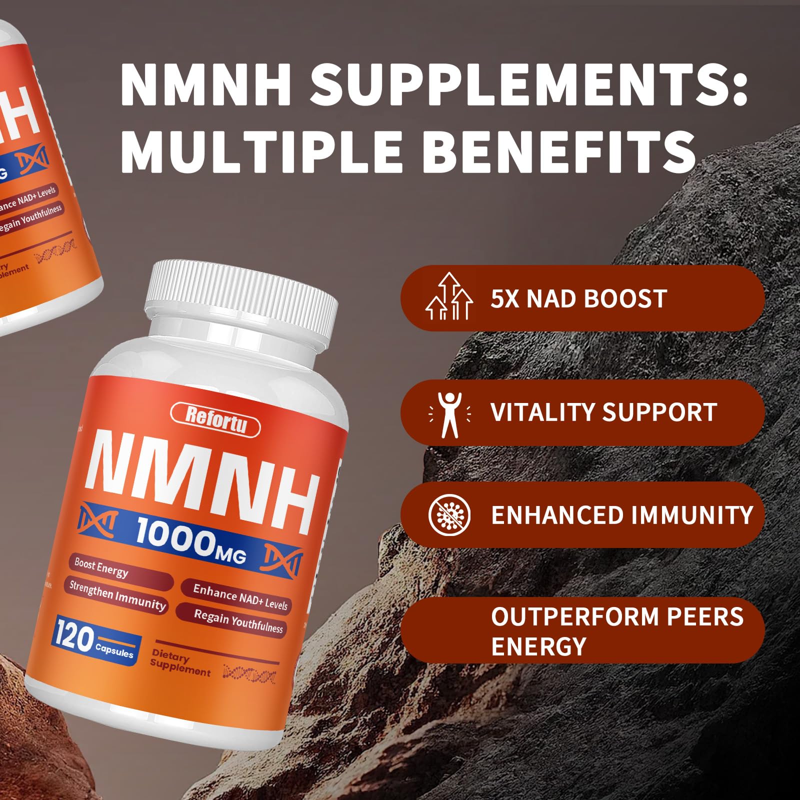 NMNH Supplement(Dihydronicotinamide Mononucleotide),Nicotinamide Mononucleotide for NAD+ Booster,1000mg per Serving,Supports Energy & Overall Health,120 Capsules Refortu buy supplements canada