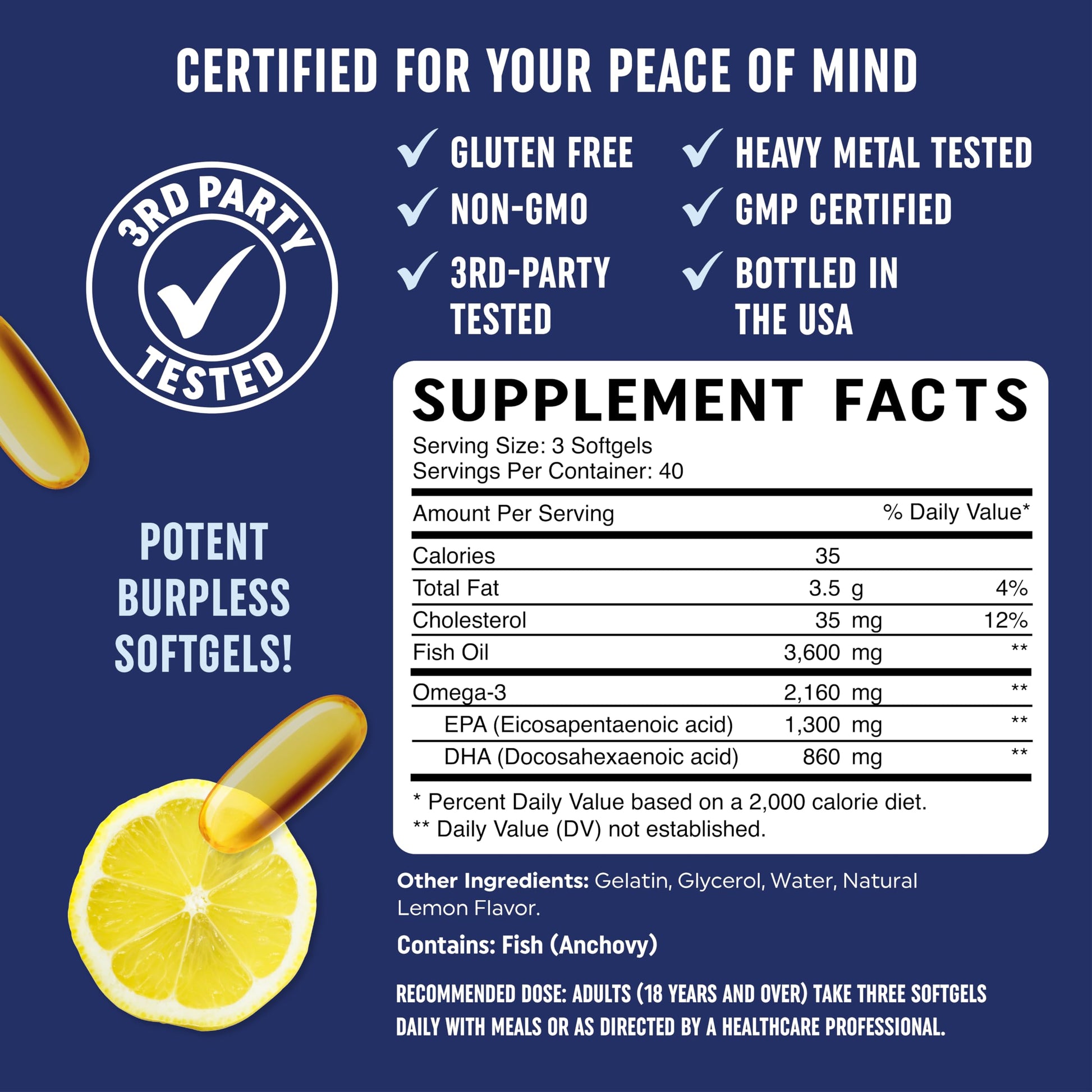Triple Strength Omega 3 Fish Oil | 3600 mg EPA & DHA | Over 2100mg of Omega 3 Fatty MAV NUTRITION buy supplements canada