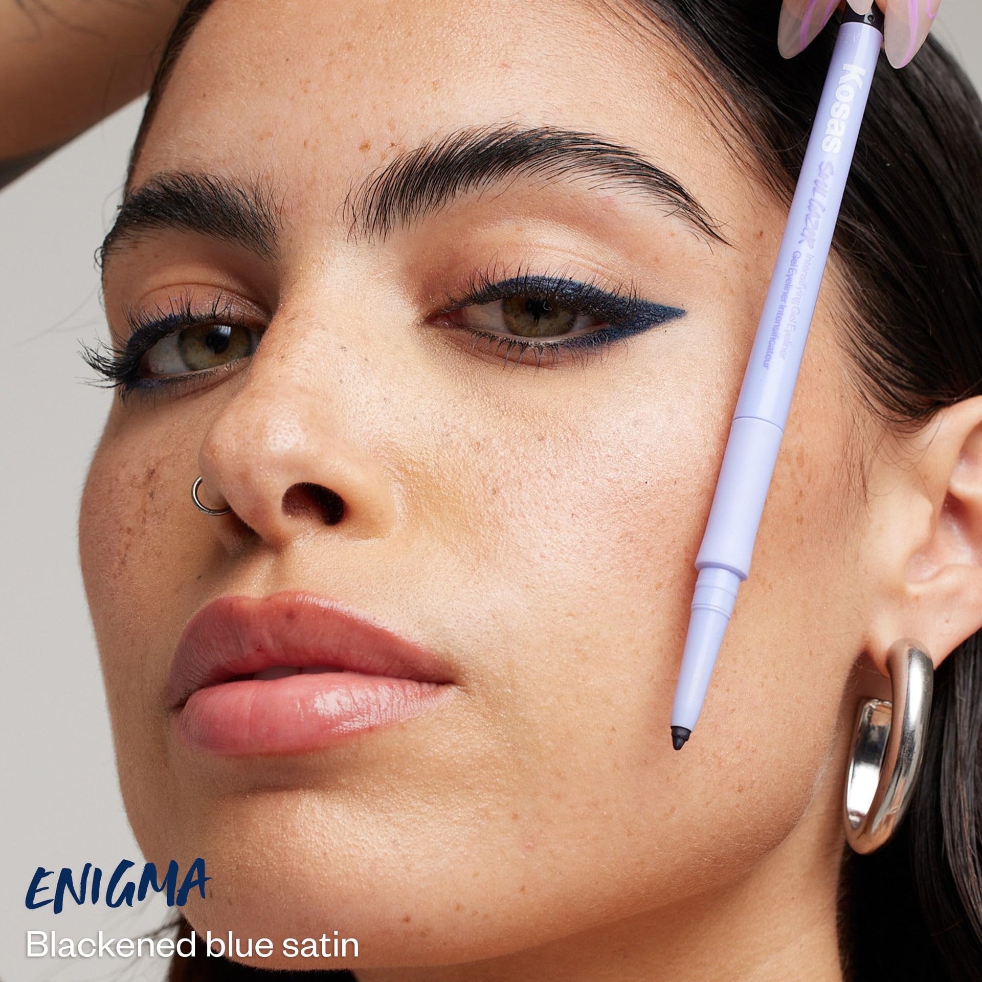 Kosas Soulgazer Gel Eyeliner (Enigma) - Waterproof, Smudge-Proof Pen with Hyaluronic Acid - Retractable Eyeliner Pencil with Sharpener & Smudger, Long-Lasting - Blackened Blue Satin Kosas buy supplements canada