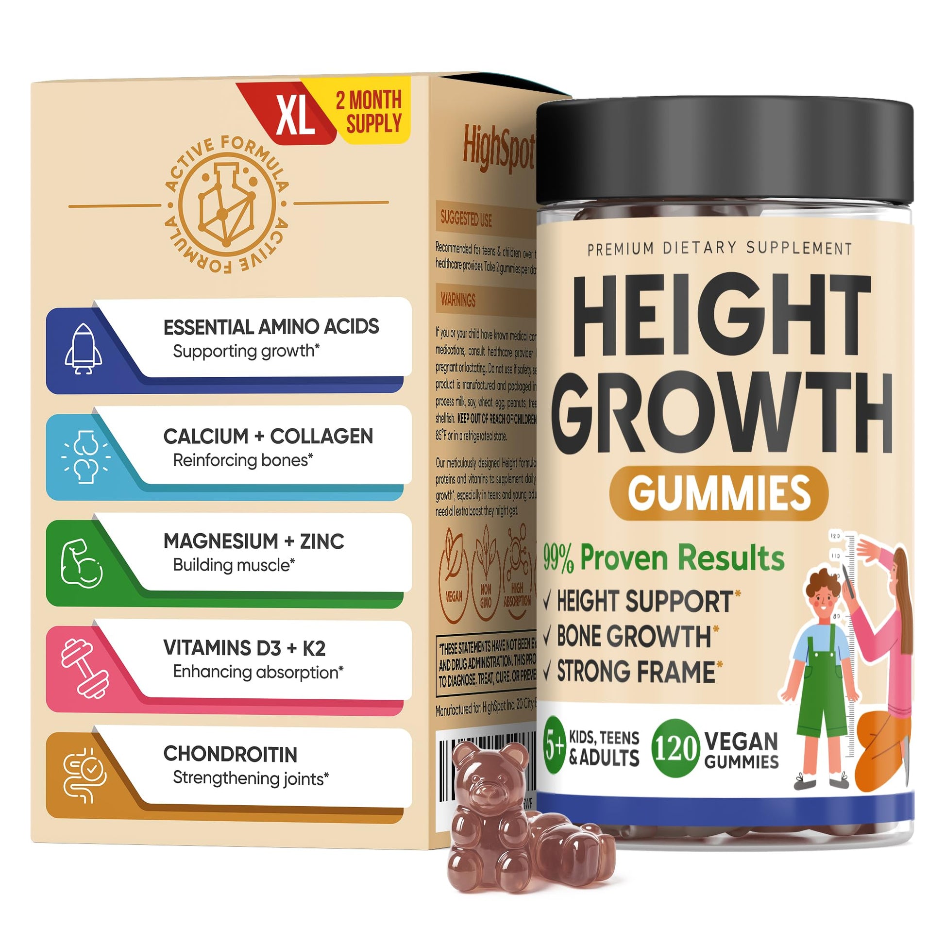 Height Growth Increase Vitamin Gummies, Calcium 100mg, Magnesium Glycinate 30mg, Zinc, Ashwagandha, Vitamin K2 D3 25mg Grow Tall Maximizer Supplement, Multivitamin for Kids, Teens Boy & Girl, Adults HighSpot buy supplements canada