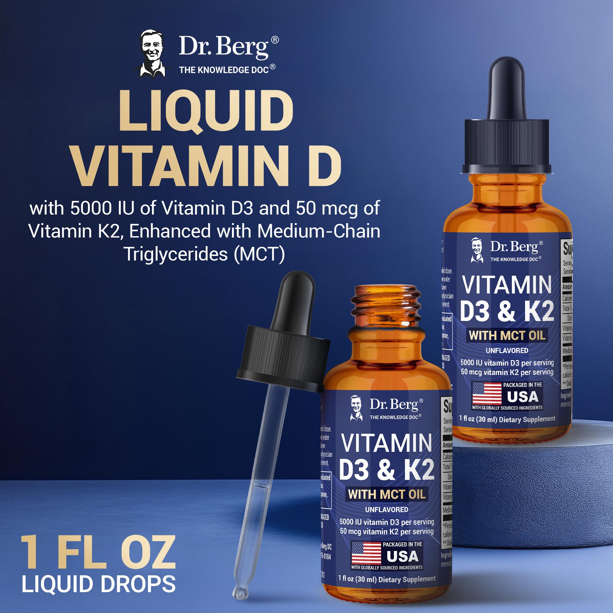 Dr. Berg Maximum Strength Vitamin D3 K2 Liquid Drops with MCT Oil – 5,000 IU Liquid Vitamin D3 with K2 – Supports Strong Bones, Heart, Energy, Immunity, and Overall Vitality* - Unflavored 1 Fl Oz Dr. Berg Nutritionals buy supplements canada