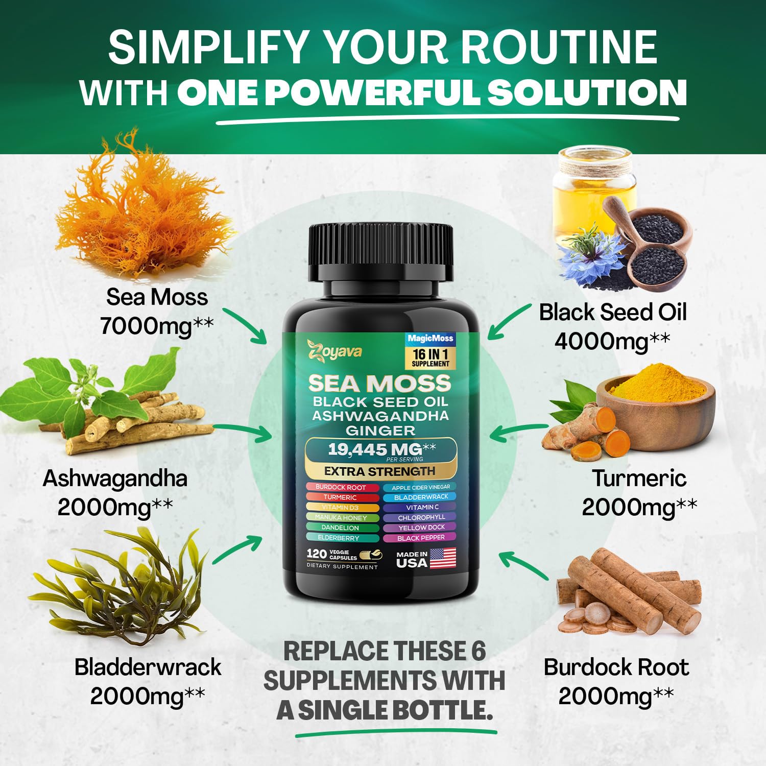 Zoyava Sea Moss 7000mg Black Seed Oil 4000mg Ashwagandha 2000mg Turmeric Zoyava buy supplements canada