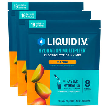 Liquid I.V.® Hydration Multiplier - Mango | Electrolyte Powder Drink Mix | 3 Pack (48 Servings) Liquid I.V. buy supplements canada