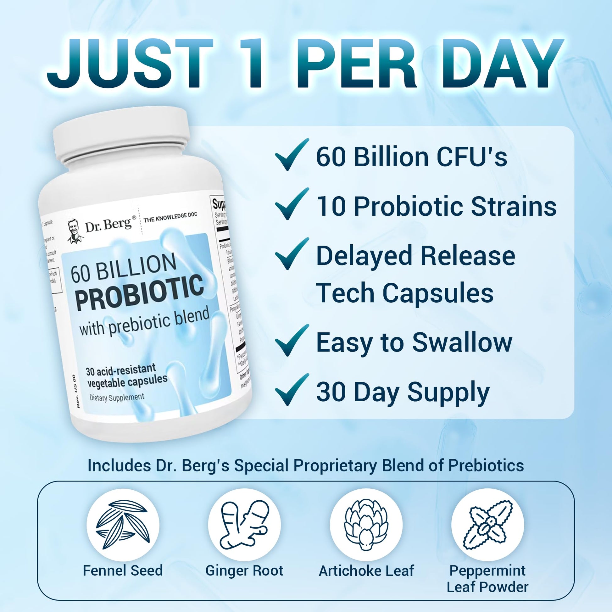 Dr. Berg 60 Billion Probiotic Supplement - Probiotics for Men & Women - Pre and Probiotics Dr. Berg Nutritionals buy supplements canada