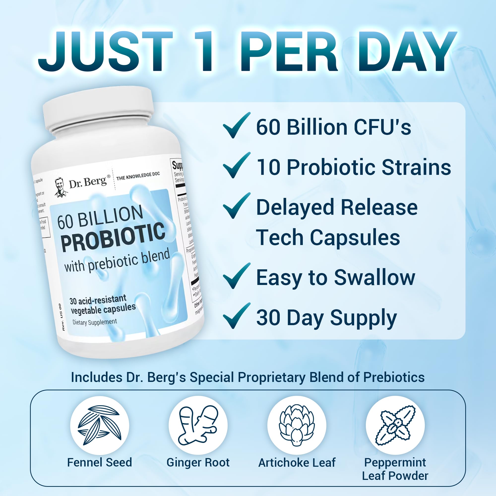 Dr. Berg 60 Billion Probiotic Supplement - Probiotics for Men & Women - Pre and Probiotics Dr. Berg Nutritionals buy supplements canada