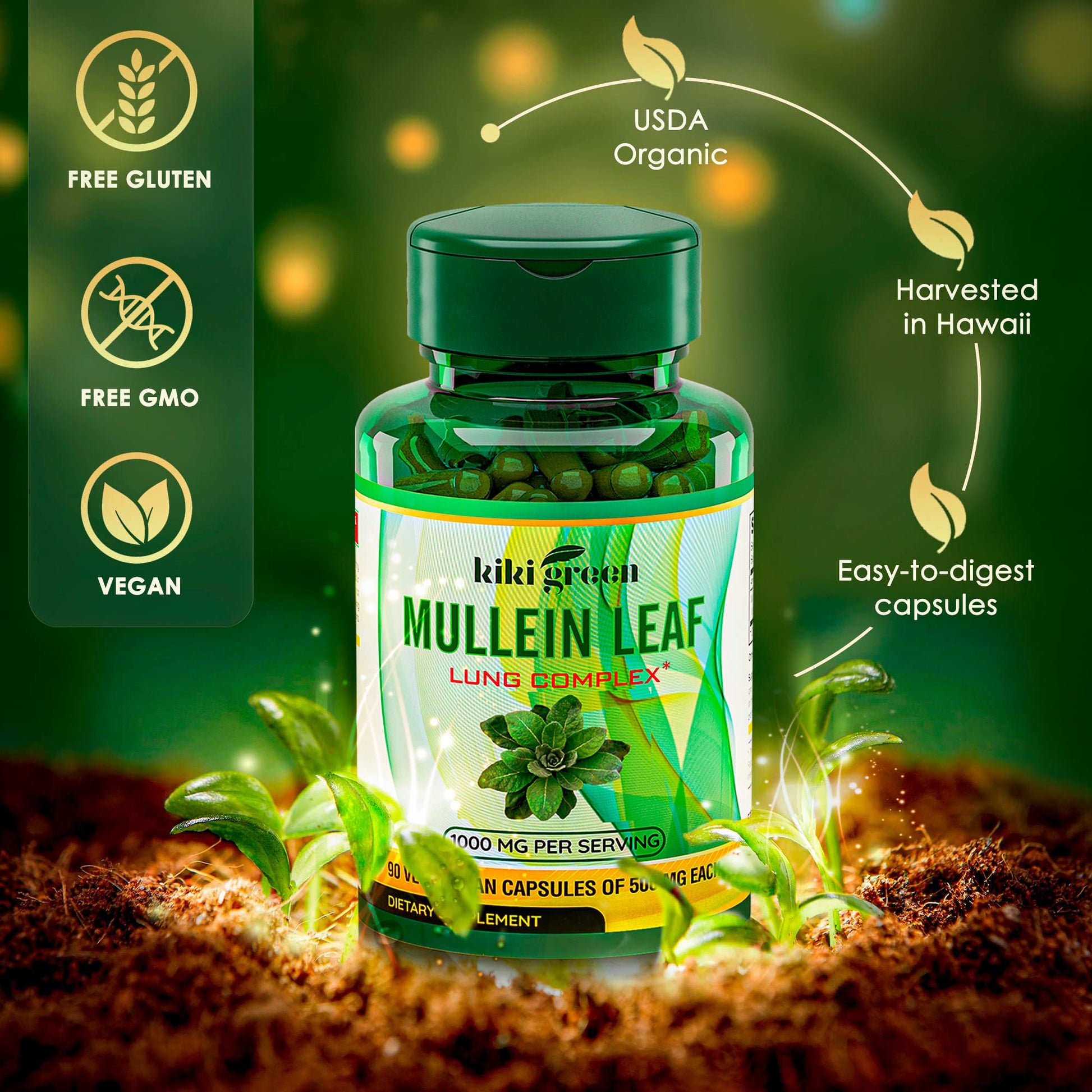 KIKI Green Mullein Leaf Extract Capsules - Herbal Respiratory Supplement - for Lung Cleans KIKI Green buy supplements canada