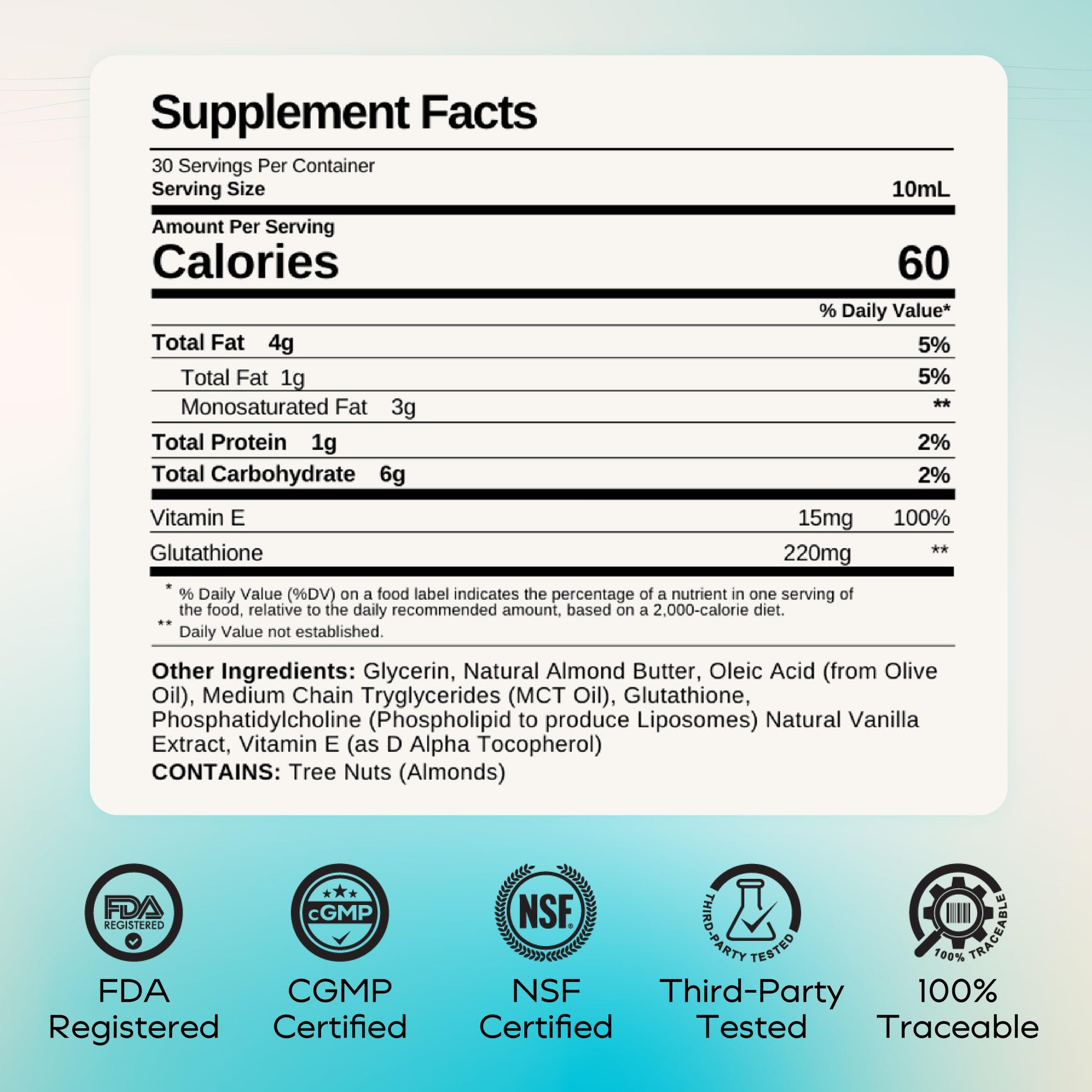 MYCL Liposomal Glutathione Supplement Squeeze Packs – Vitamin E and MCT Oil – Skin, Hair and Nail Health– High Absorption - Vanilla Almond – 30 Single-Serve Packets MYCL buy supplements canada