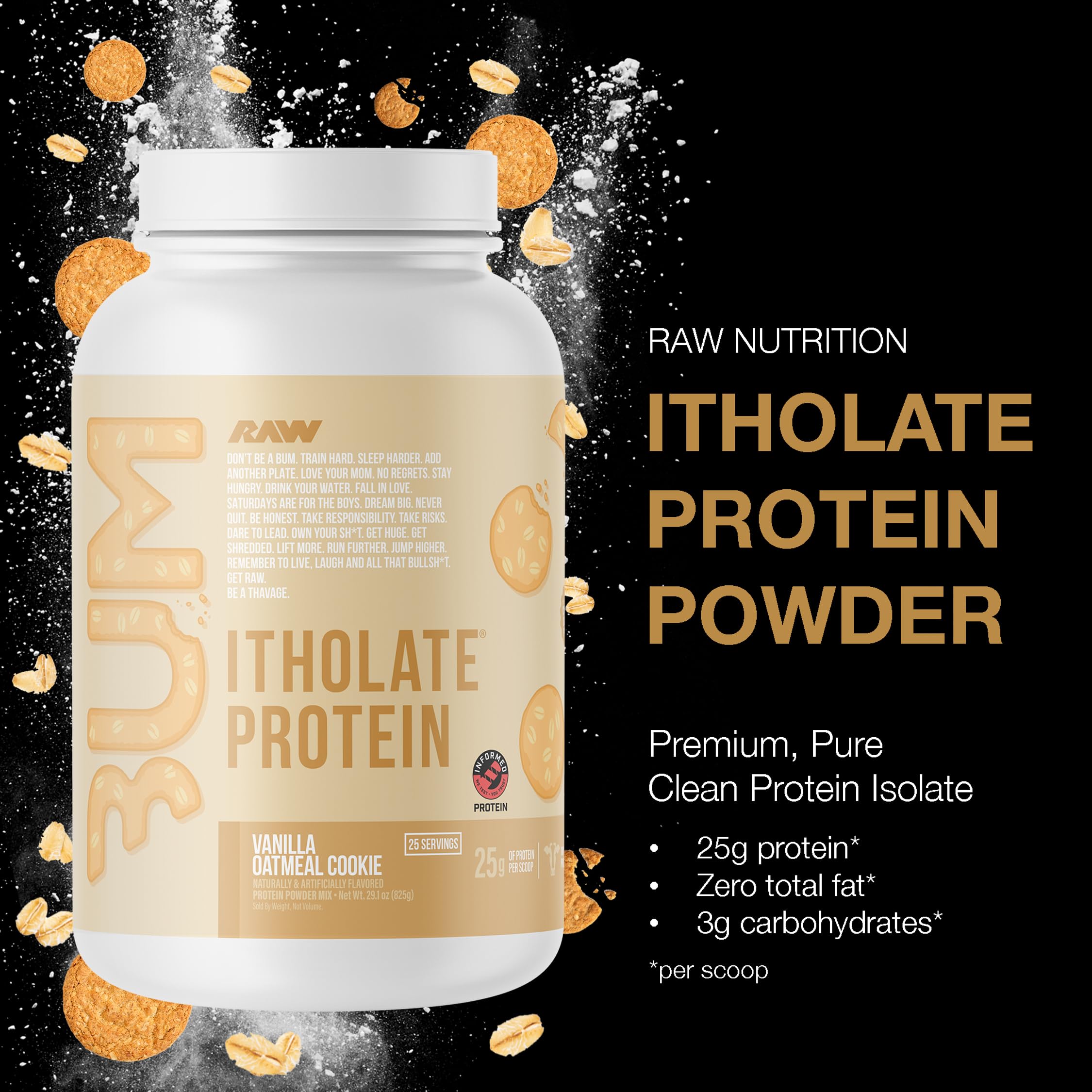 RAW Whey Isolate Protein Powder, Vanilla Oatmeal Cookie (CBUM Itholate Protein) - 100% Grass-Fed Sports Nutrition for Muscle Growth & Recovery - Low-Fat, Low Carb RAW buy supplements canada