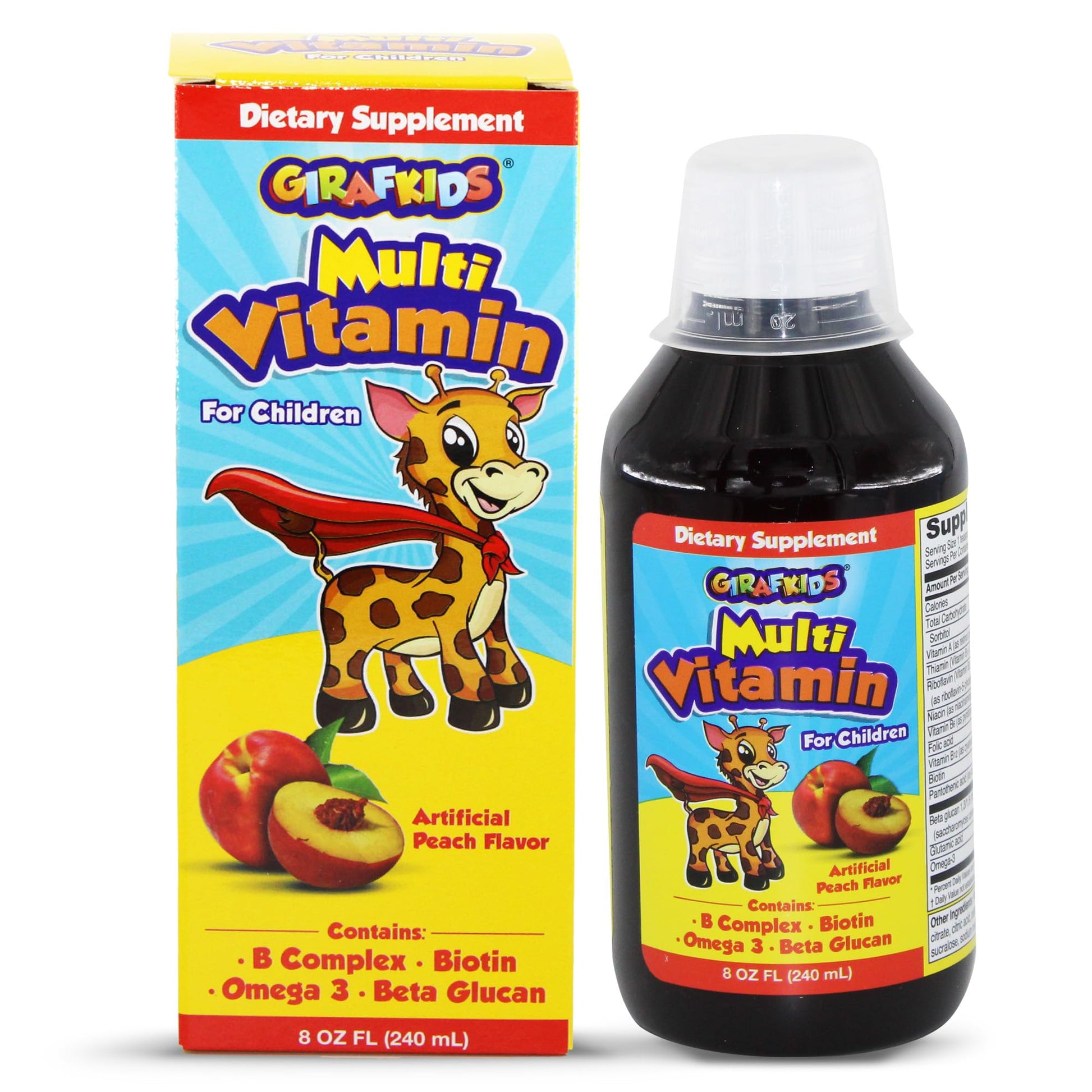 GirafKids Multivitamin Syrup + Super Vitamins Liquid Bundle for Kids Ages 4+ | Omega-3, Beta Glucan, Royal Jelly & Propolis | PHARMADEL buy supplements canada