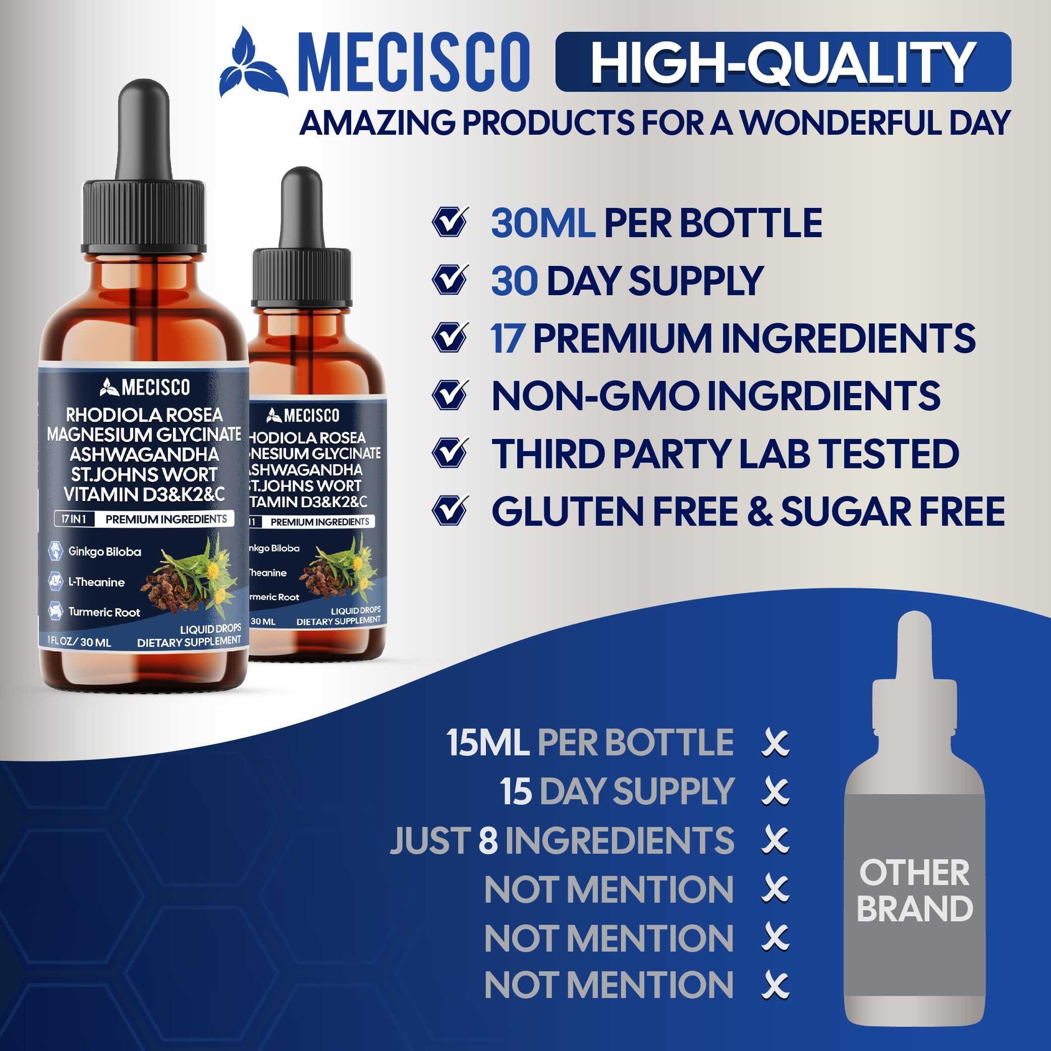 17in1 Rhodiola Rosea Liquid Drops with blend Ashwagandha Magnesium, L-Theanine. Ultra Strength Rhodiola Cortisol Supplement, Rhodiola Root for Support Relaxation, Mood, Energy - 1 FL Oz - 60 Day Mecisco buy supplements canada