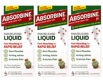 ABSORBINE JR. Extra Strength Pain Relieving Liquid, for Muscle, Joints, Arthritis Pain, with No-Mess Applicator, 4 Oz (Pack of 3) ABSORBINE JR. buy supplements canada