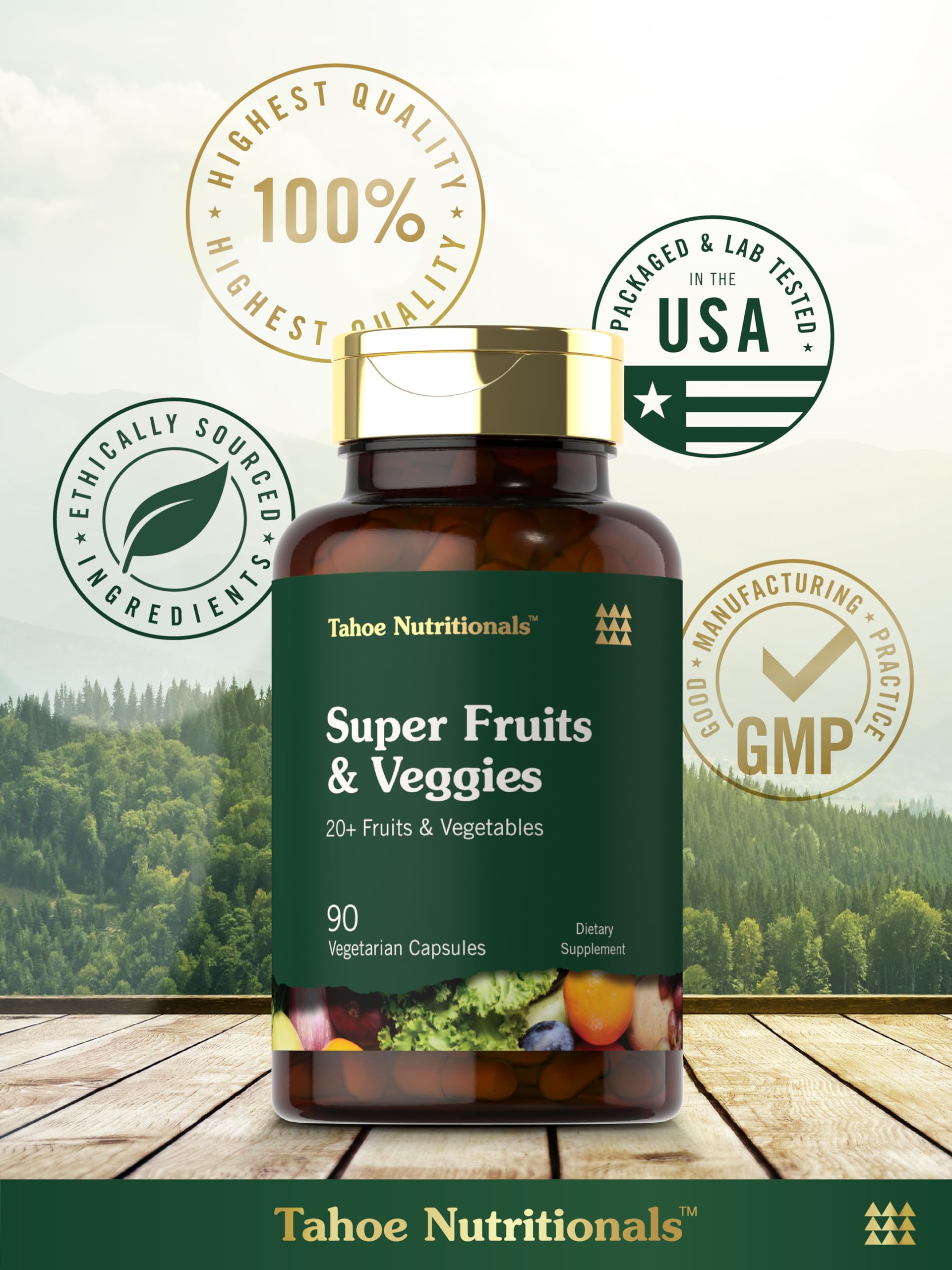 Tahoe Nutritionals Super Fruits and Veggies Capsules | 90 Count | Vegetarian, Non-GMO and Gluten Free Supplement Tahoe Nutritionals buy supplements canada