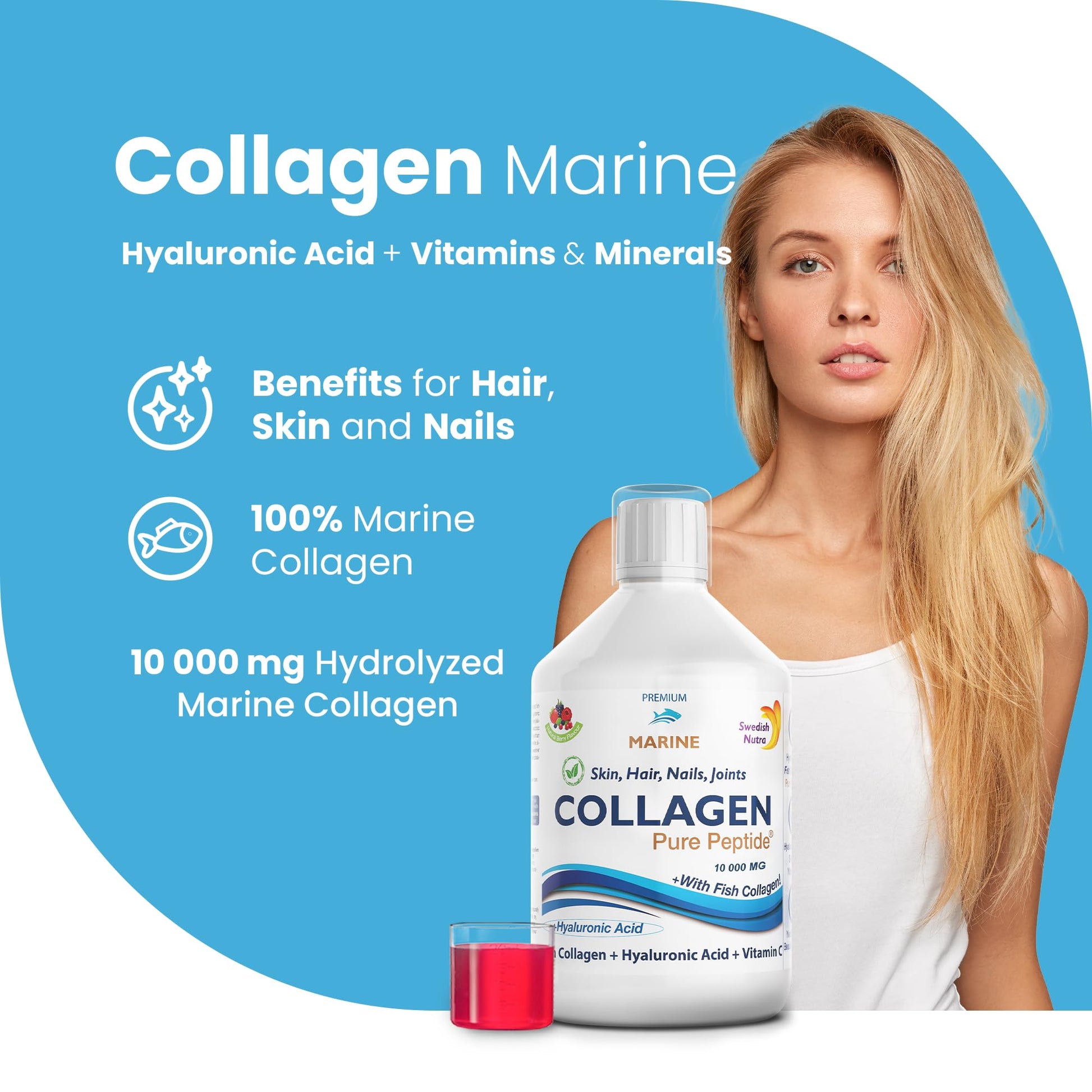 Marine Liquid Collagen 10000mg 500 ml I Pure Hydrolyzed Collagen Peptides Swedish Nutra buy supplements canada