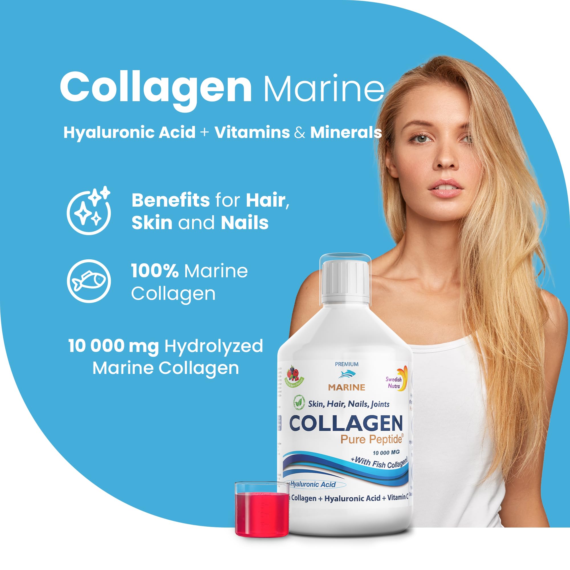 Marine Liquid Collagen 10000mg 500 ml I Pure Hydrolyzed Collagen Peptides Swedish Nutra buy supplements canada