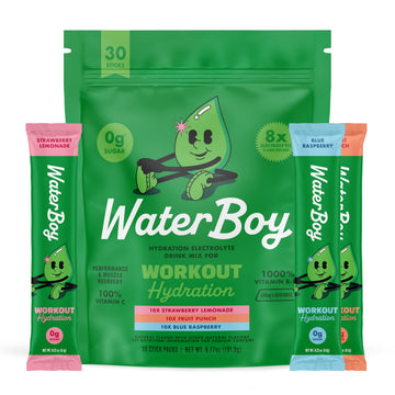 Waterboy Workout Hydration | 2,960mg Sugar Free Electrolyte Powder Packets | L-Glutamine + Vitamins | No Sugar, All Natural, Gluten Free (Variety) Waterboy buy supplements canada