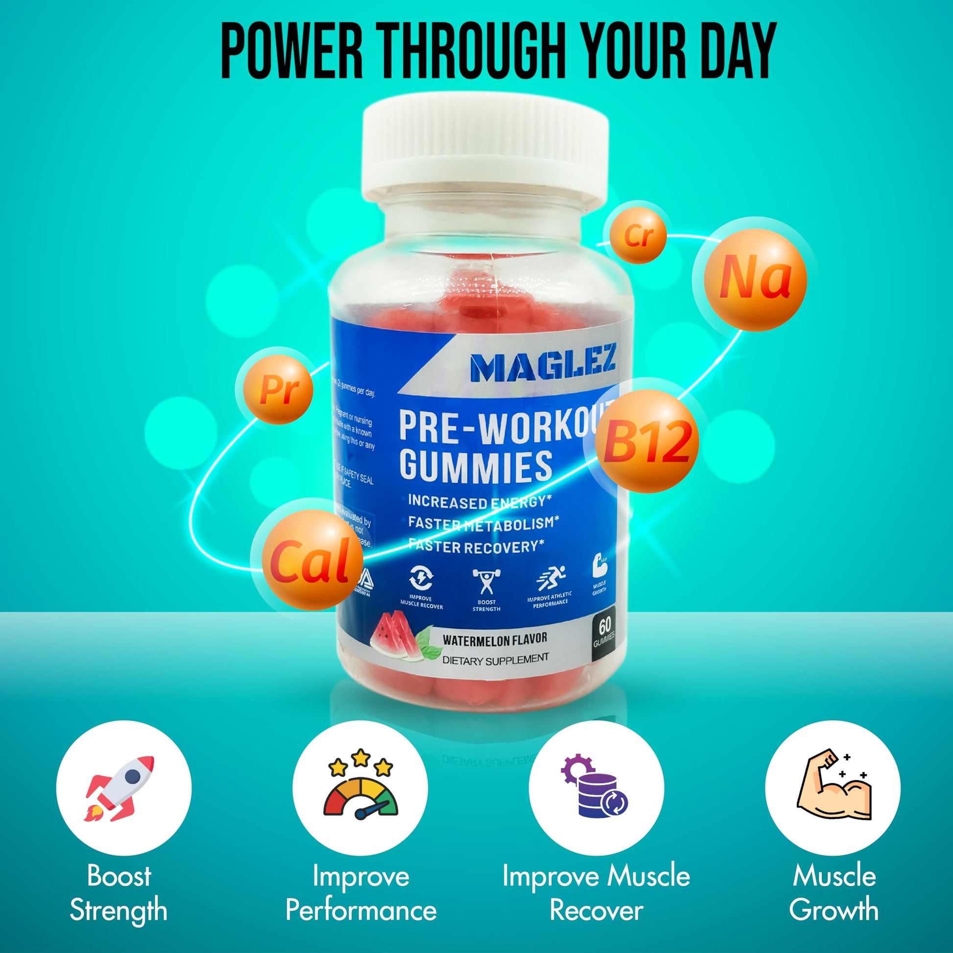 Maglez, Pre Workout Gummies for Men & Women, PreWorkout Gummy with Beta Alanine MAGLEZ buy supplements canada