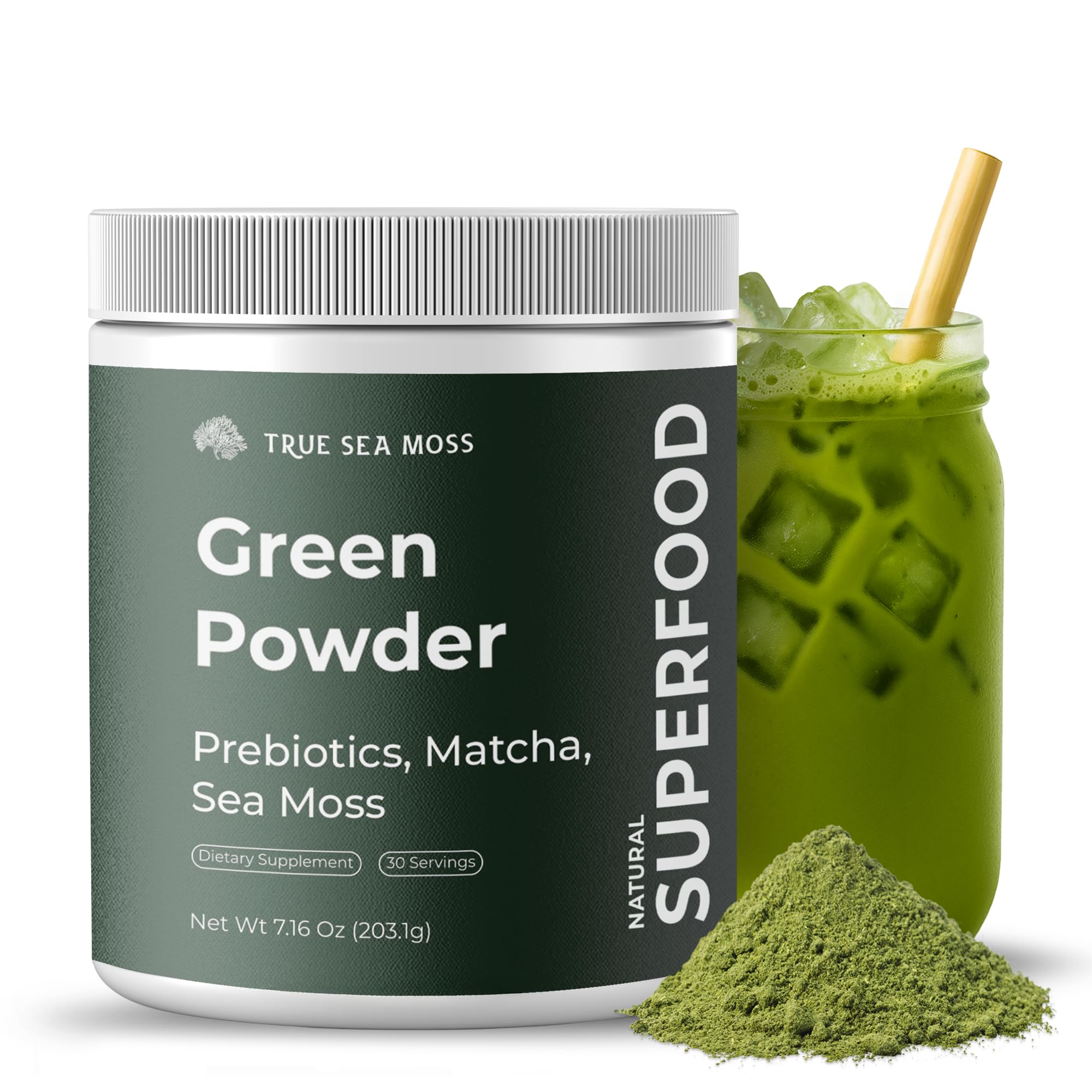 TrueSeaMoss Super Greens Powder with Matcha for Digestive & Gut Health – 25 Superfoods with Probiotics, Prebiotics, Enzymes & Sea Moss – Vegan Superfood Powder for Bloating & Regularity - 30 Servings TrueSeaMoss buy supplements canada