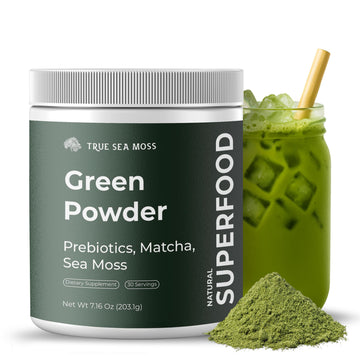 TrueSeaMoss Super Greens Powder with Matcha for Digestive & Gut Health – 25 Superfoods with Probiotics, Prebiotics, Enzymes & Sea Moss – Vegan Superfood Powder for Bloating & Regularity - 30 Servings TrueSeaMoss buy supplements canada