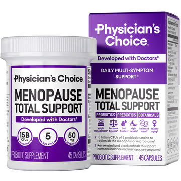 Physician's CHOICE Menopause Probiotic Supplement for Women - Supports Hormone Balance, Hot Flashes, Night Sweats, Weight Management, Bloating & Gut Health - with Black Cohosh, Resveratrol+ - 45ct Physician's CHOICE buy supplements canada