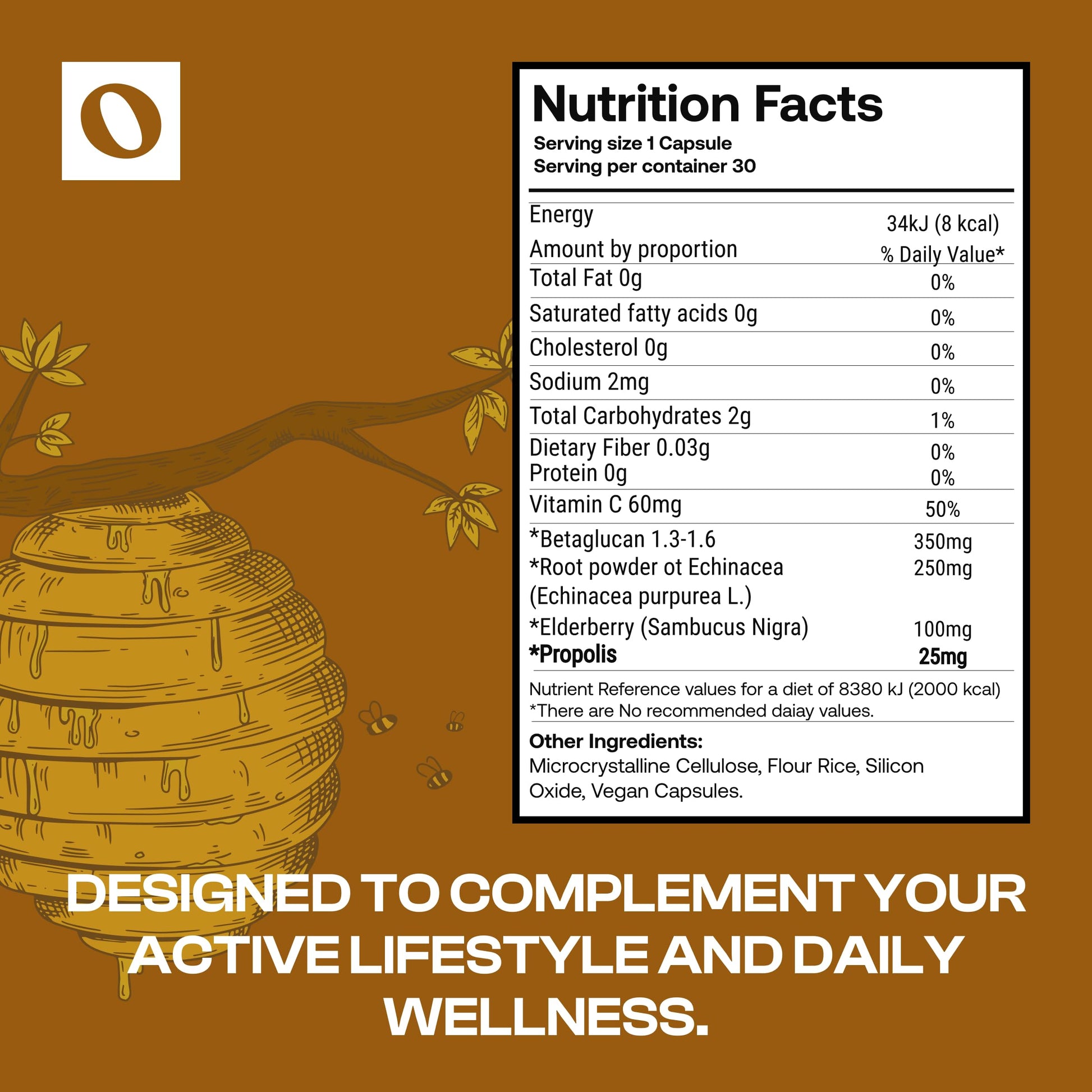 Only Nutri Labs Bee Propolis Dietary Supplement, with Elderberry, Echinacea, Vitamin C and Beta Glucans - Daily Wellness Capsules for Adults (60 Count) Only Nutri Labs buy supplements canada
