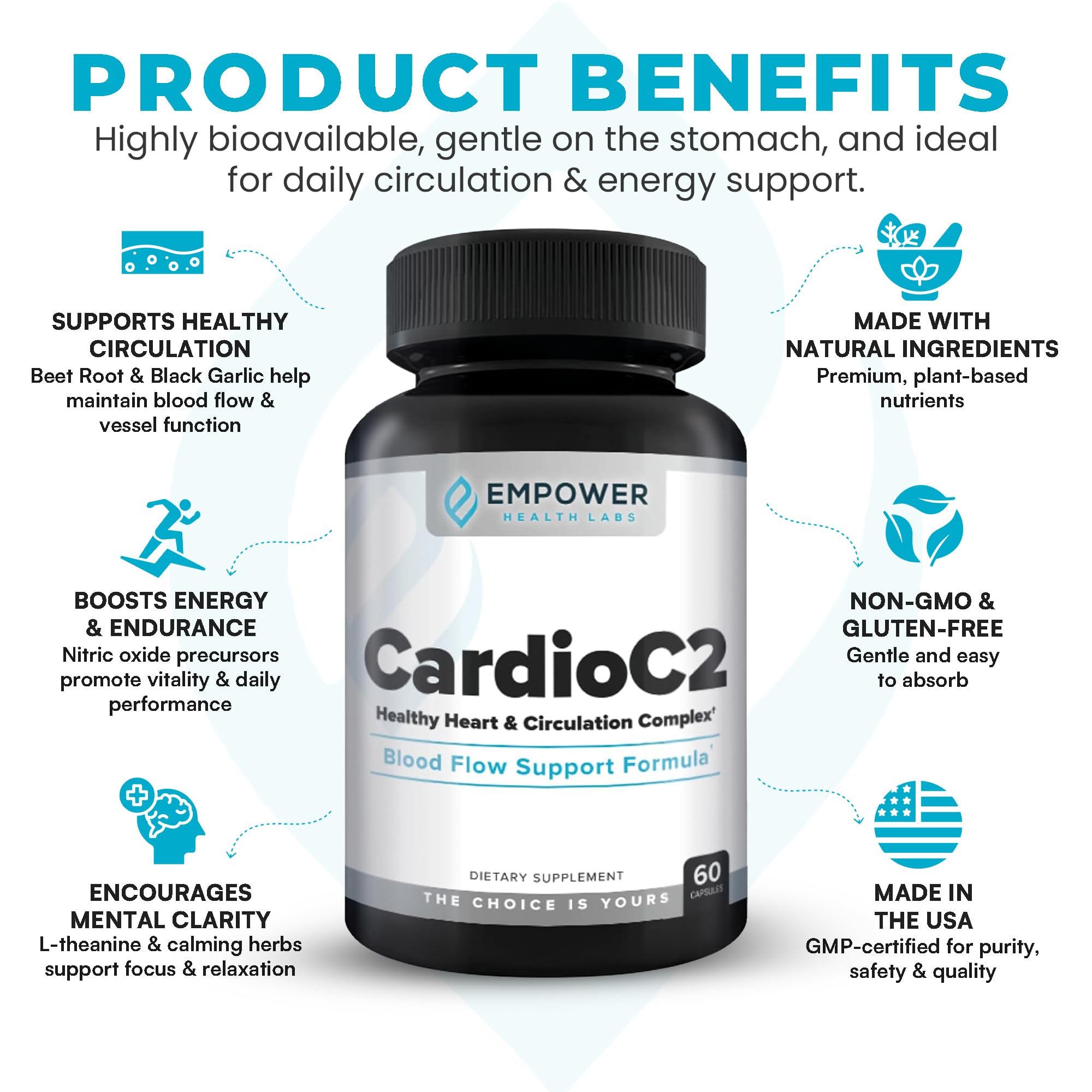 Empower Health Labs CardioC2 Circulation & Energy Support – Doctor-Formulated Blend with Beet Root, Black Garlic, Hawthorn & CoQ10 – Supports Healthy Blood Flow, Energy & Clarity – 60 Capsules Empower Health Labs buy supplements canada