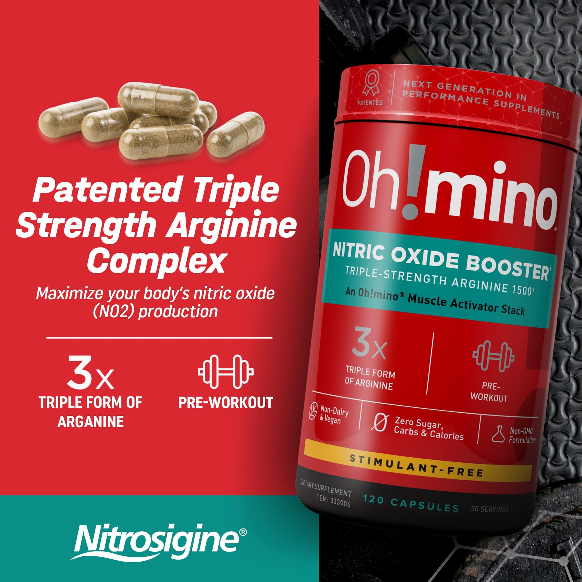 Oh!mino Nitric Oxide Supplement Activator Booster, Triple Strength L-Arginine for Energy Oh!mino buy supplements canada
