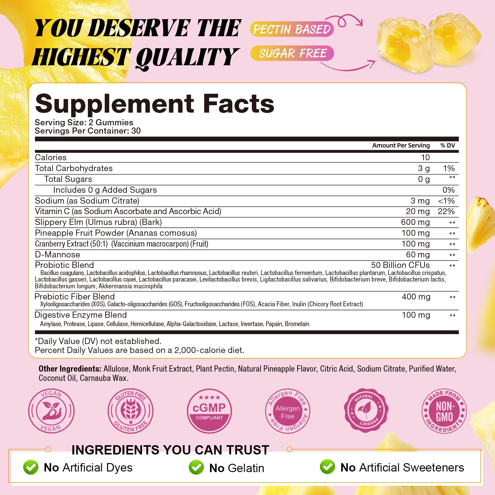 Totaria Sugar Free Probiotics for Women, Feminine Balance Gummies, 50 Billion CFU Vaginal Probiotic Prebiotic w/Slippery Elm, Cranberry, for Vaginal, Urinary Tract Totaria buy supplements canada