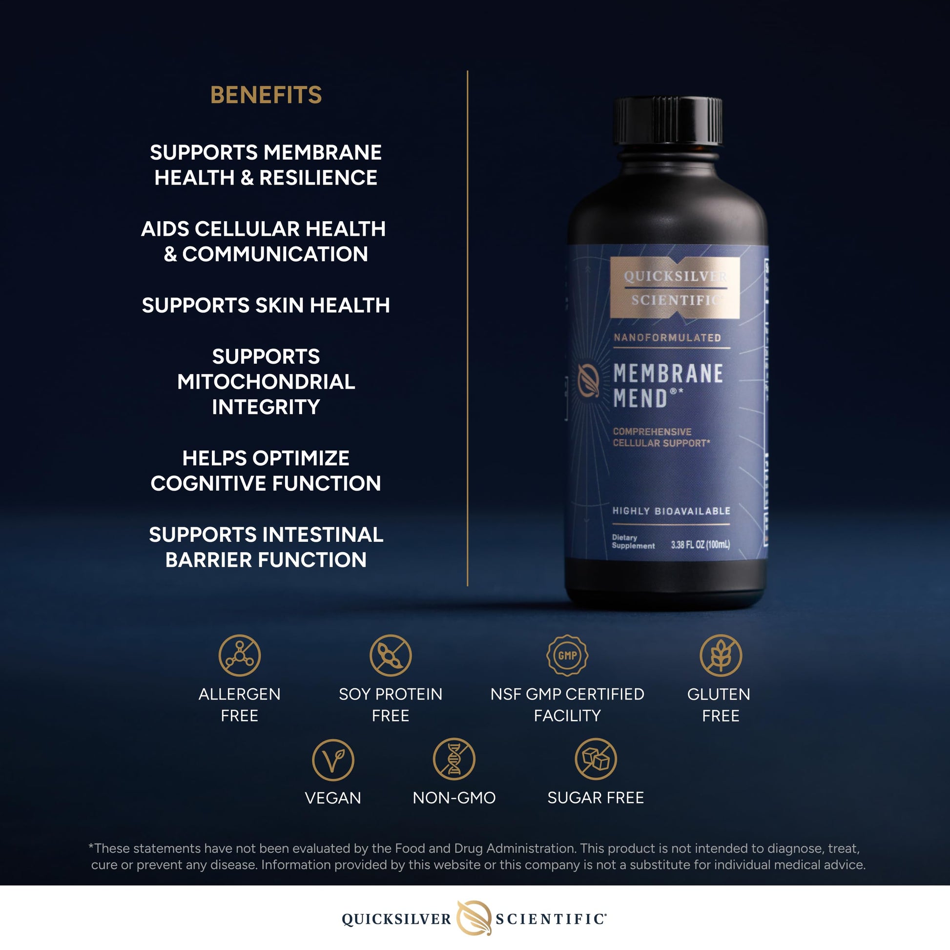 Quicksilver Scientific Membrane Mend - Brain, Cellular & Healthy Aging Support with Phosphatidyl Choline (PC), Vitamin E Tocotrienols, Ahiflower Oil & Astaxanthin Supplements (3.38oz / 100ml) Quicksilver Scientific buy supplements canada