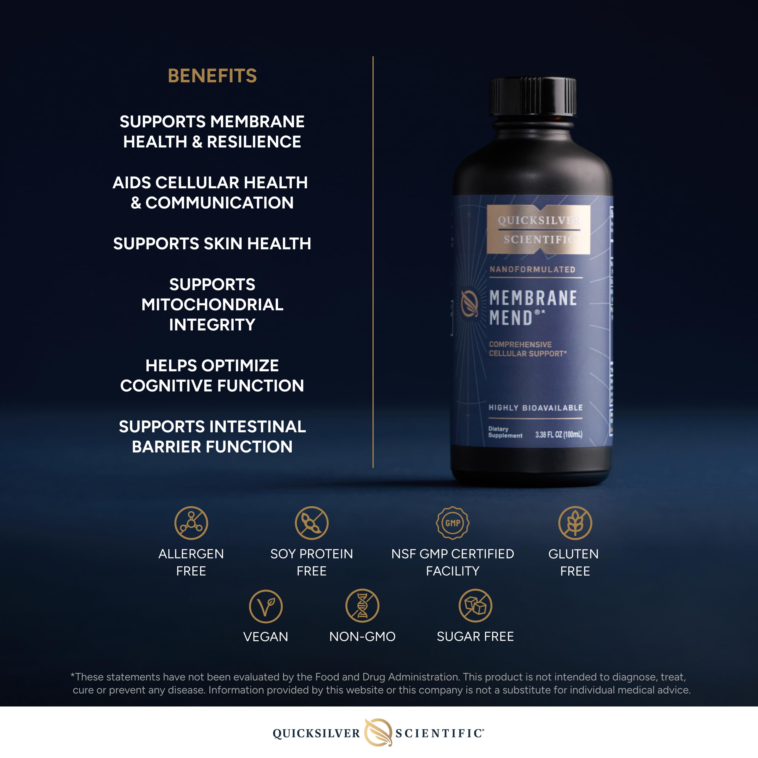 Quicksilver Scientific Membrane Mend - Brain, Cellular & Healthy Aging Support with Phosphatidyl Choline (PC), Vitamin E Tocotrienols, Ahiflower Oil & Astaxanthin Supplements (3.38oz / 100ml) Quicksilver Scientific buy supplements canada