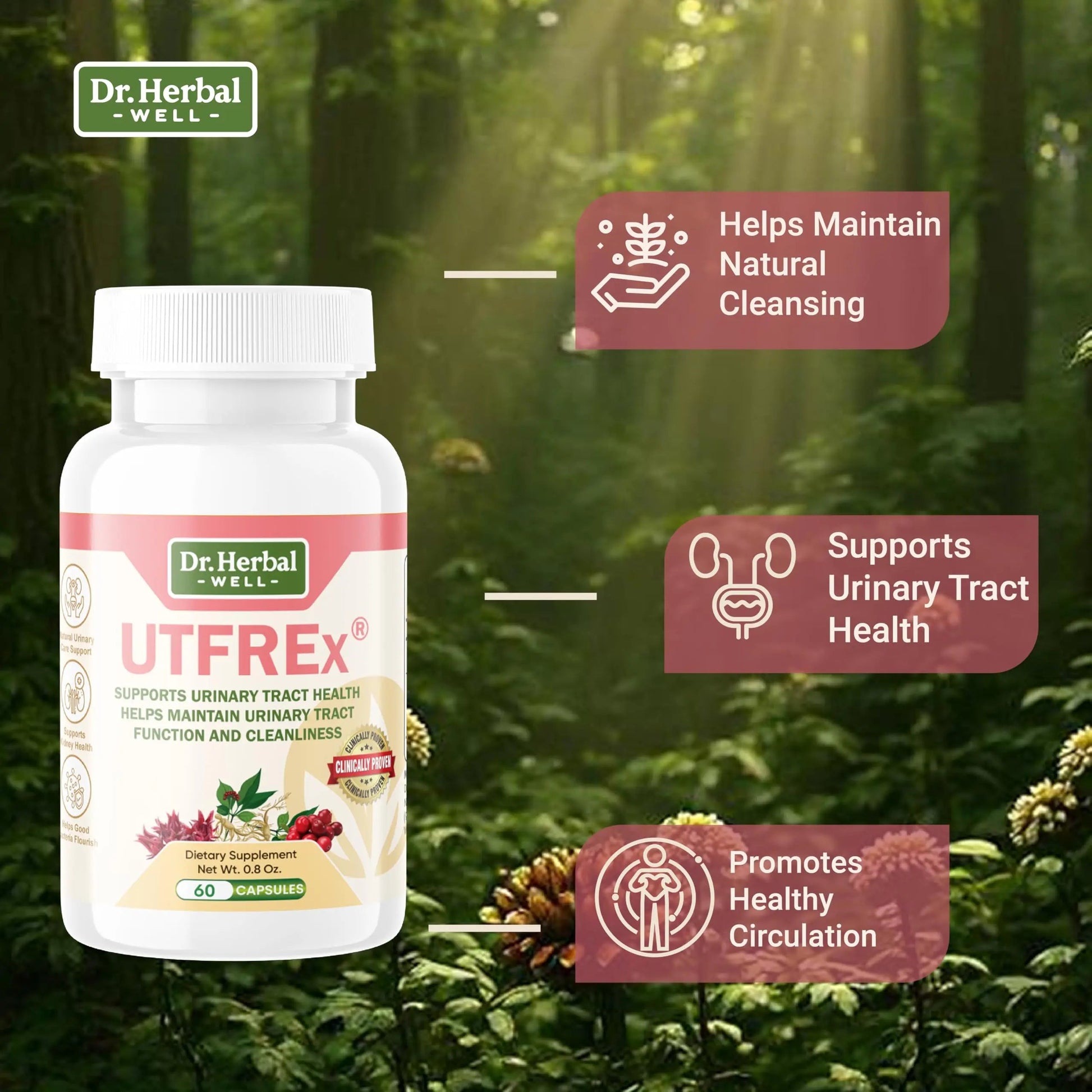 DR. HERBAL WELL UTFREX Clinically Proven Urinary Tract UTI Health Supplement Natural Support Cleanse Flush Protect (No Probiotics & D-Mannose) – 60 Capsules DR. HERBAL WELL buy supplements canada