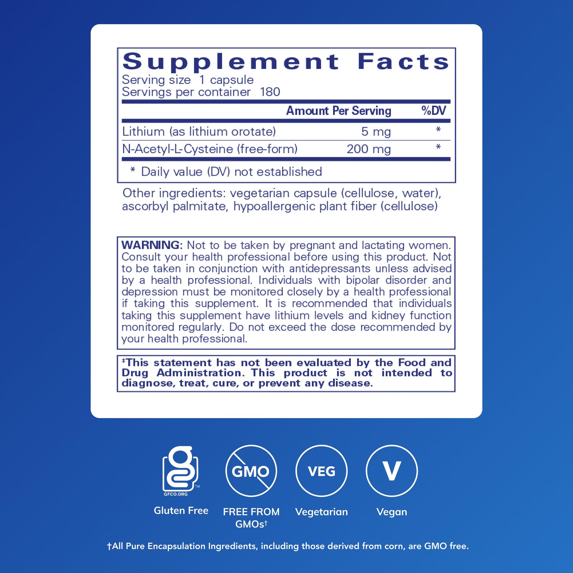 Pure Encapsulations Lithium Orotate 5 mg - Brain Support Supplement - with N-Acetyl-L-Cysteine (NAC) for Memory & Brain Behavior* Pure Encapsulations buy supplements canada