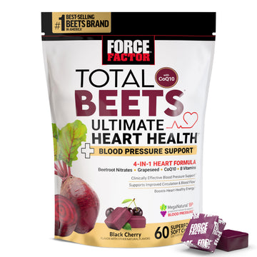 Force Factor Total Beets Ultimate Heart Health Chews for Blood Pressure Support, with Beetroot Powder, CoQ10, B Vitamins & Grapeseed Extract for Blood Flow Force Factor buy supplements canada